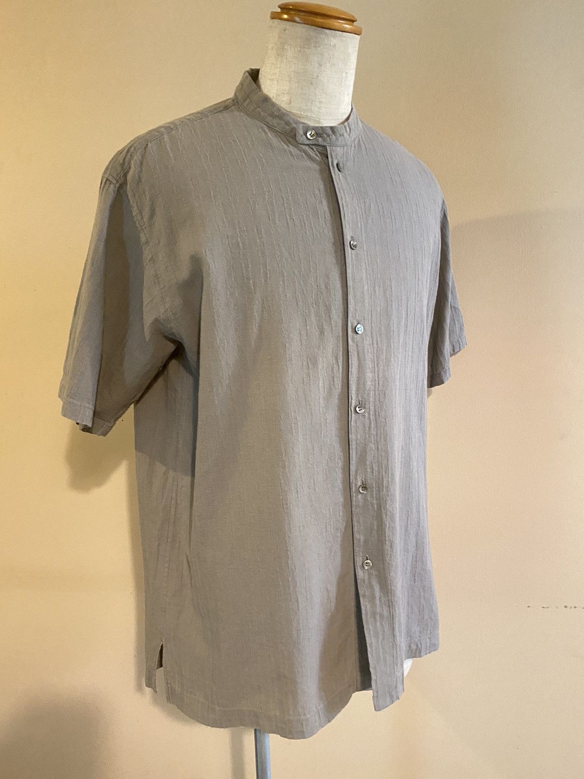 Tete Homme TETE HOMME short-sleeved mandarin collar shirt gray Size US L / EU 52-54 / 3 - 3 Thumbnail