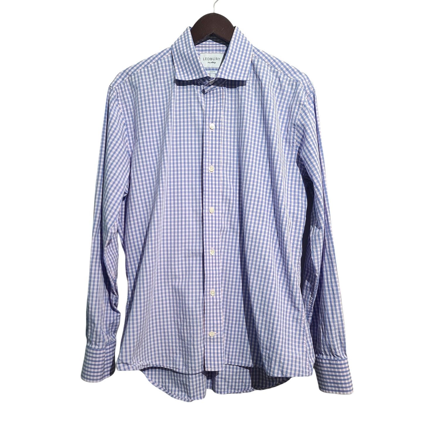 Ledbury Ledbury Slim Fit Gingham Plaid Cotton Button Shirt Size US L / EU 52-54 / 3 - 1 Thumbnail