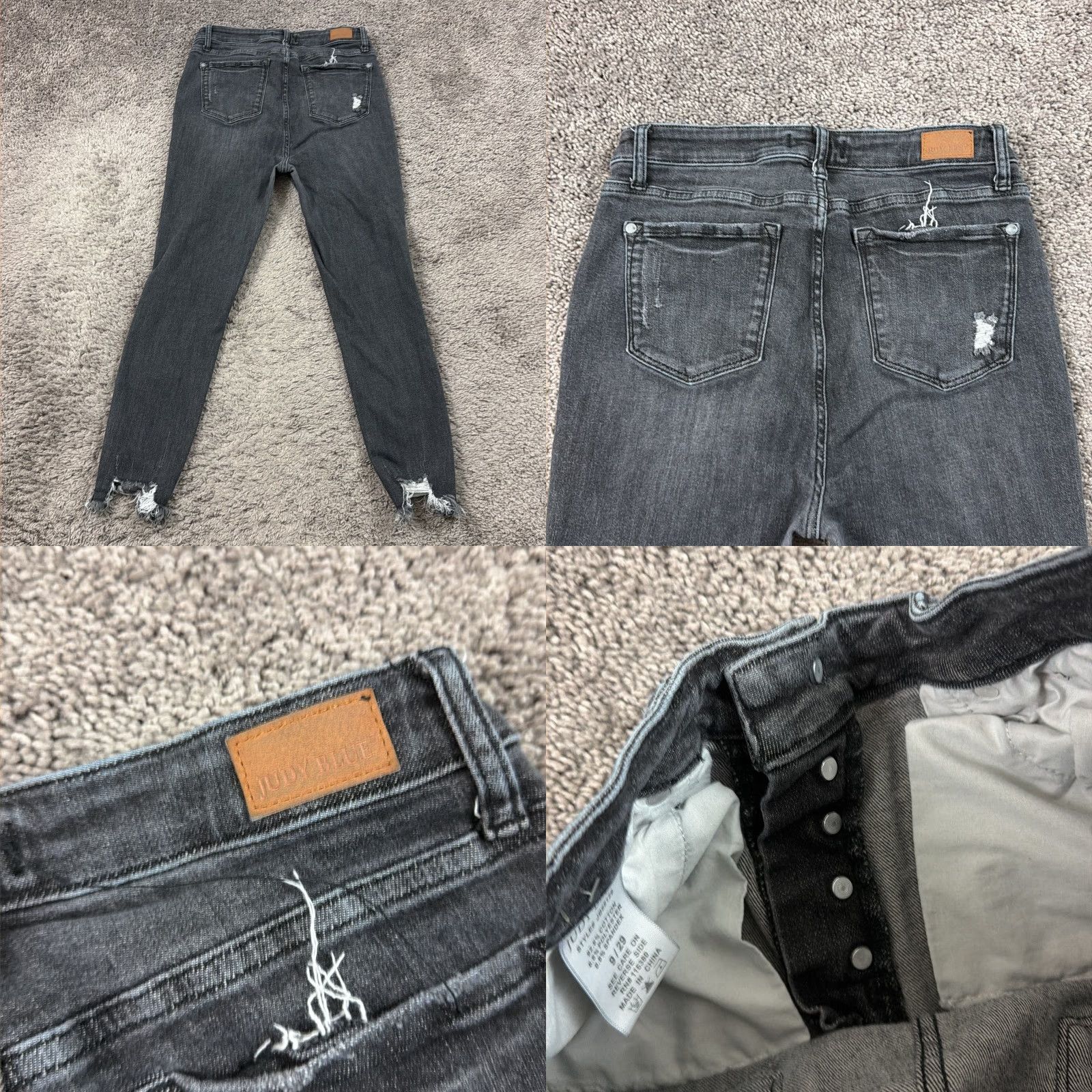 Vintage Judy Blue Jeans Womens 9 Black Skinny High Rise Distressed Stretch Denim 27x26 Jeans Womens Black Skinny High Rise Distressed Stretch 27x26 Size 30" / US 8 / IT 44 - 8 Thumbnail