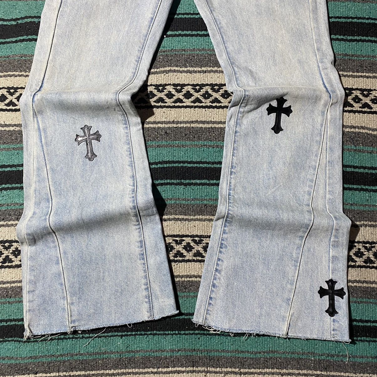 If Six Was Nine FREE TAX! Unknown Chrome Hearts Style Cross Parchwork Flared Size US 29 - 9 Thumbnail
