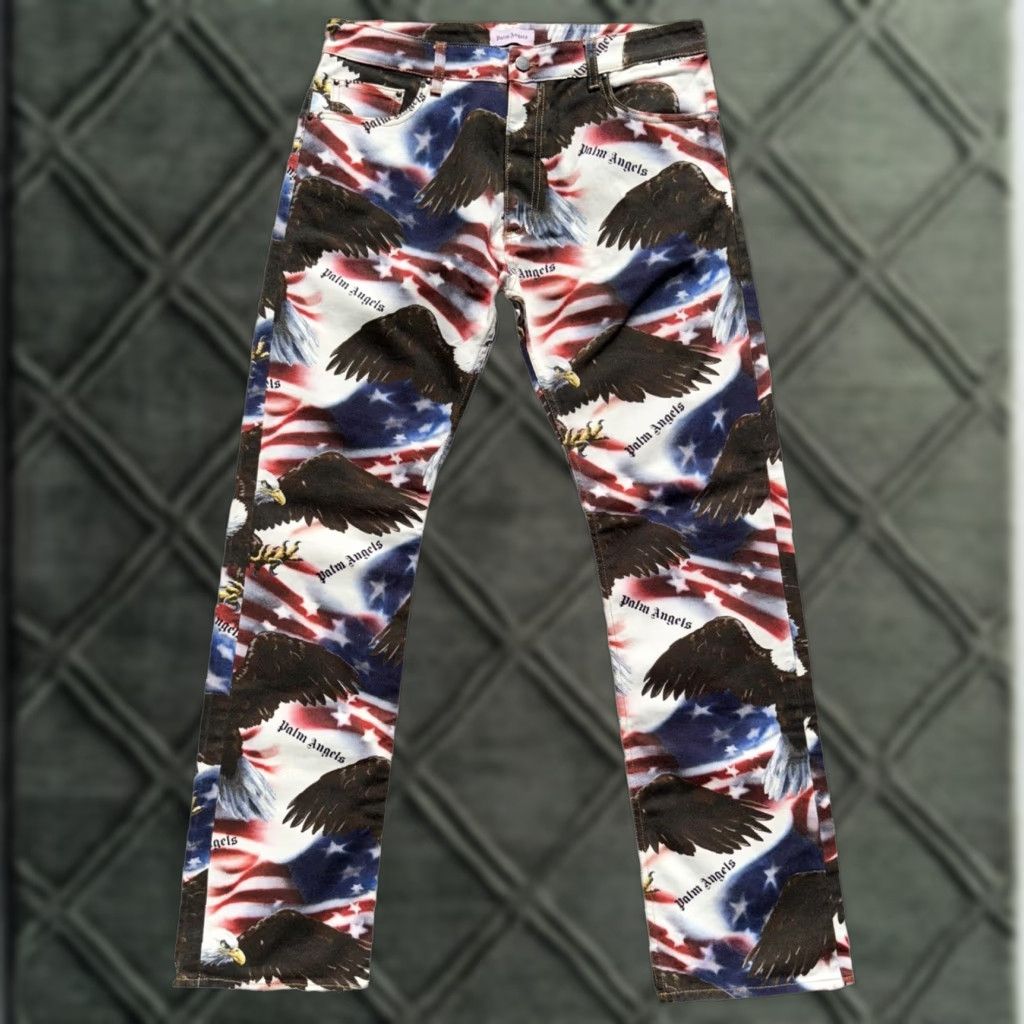 Palm Angels Palm Angels Jeans Men Size 34 Striped Stars Eagle Stripes Multicolor 32in Inseam Straight RARE Size US 34 / EU 50 - 1 Thumbnail
