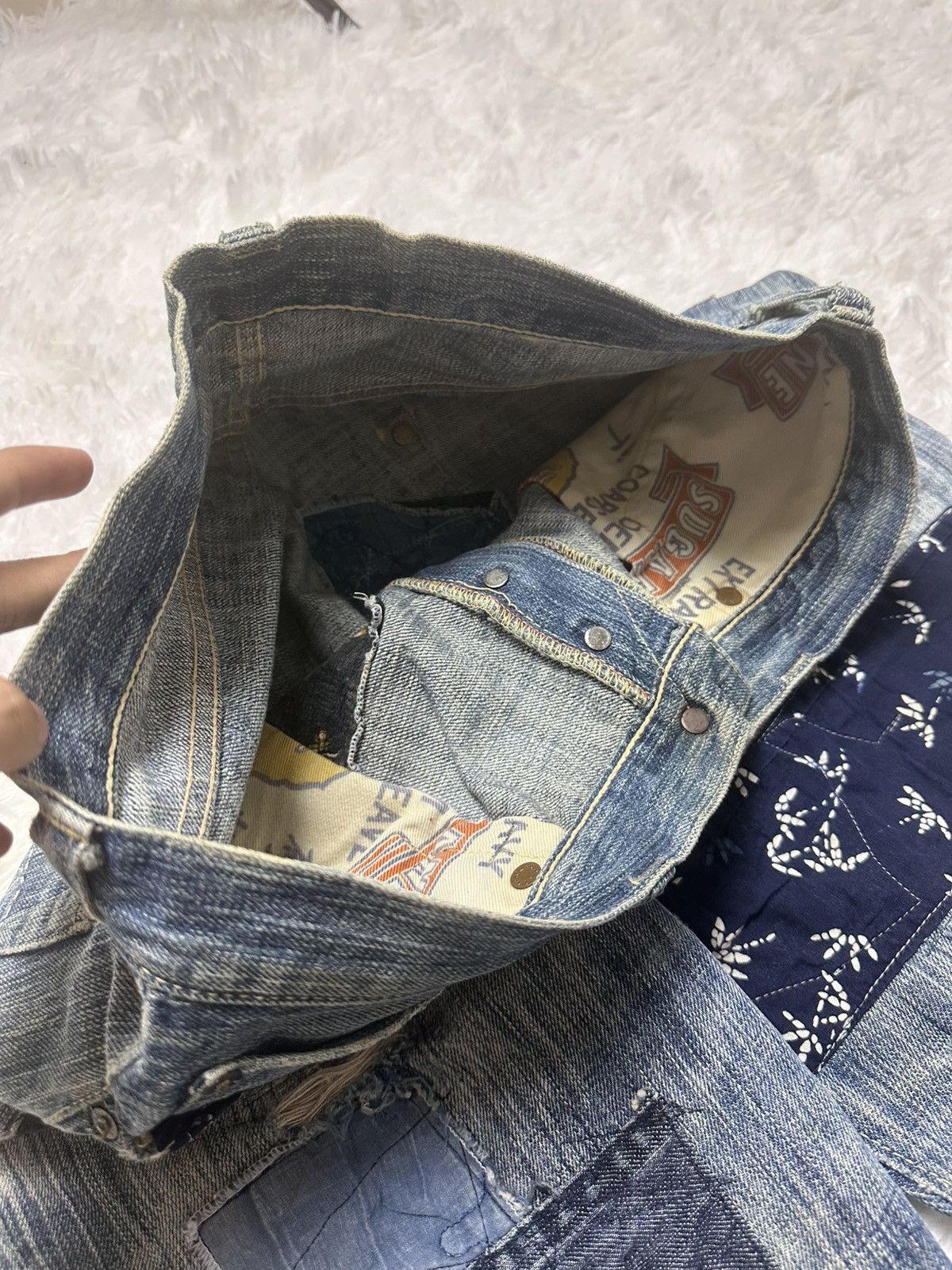 Sugar Cane 💥RARE💥2000s JAPANESE BRAND SUGARCANE X SASHIKO SELVEDGE Size US 32 / EU 48 - 4 Thumbnail