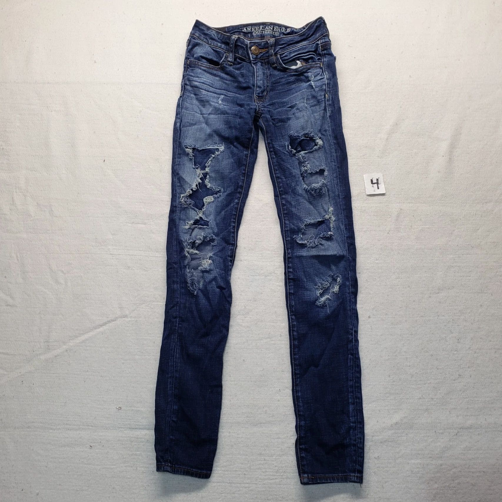 American Eagle Outfitters VINTAGE American Eagle Outfitters Jeans Jegging Stretch Dark Wash Distressed 00 Womens Jeans Size 24" / US 00 / IT 34 - 2 Thumbnail
