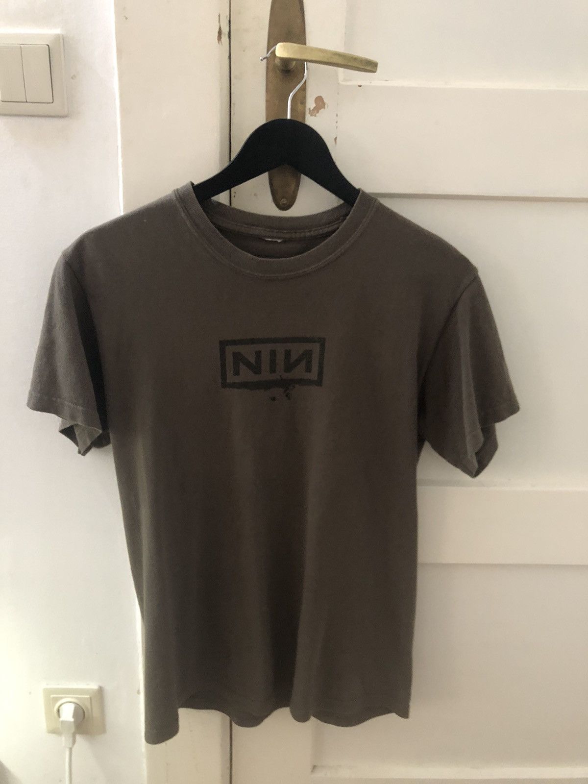 image of Band Tees x Vintage Nine Inch Nails Tour Shirt in Olive, Men's (Size Medium)