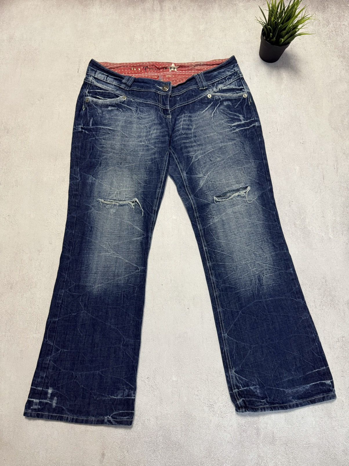 Japanese Brand SICK🔥 Japanese Bootcut Baggy Distressed Wash Jeans Pants 90s Size US 36 / EU 52 - 4 Thumbnail