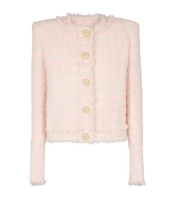 Balmain o1s1wg110526 Tweed Jacket in Pink Size XL / US 12-14 / IT 48-50 - 1 Thumbnail