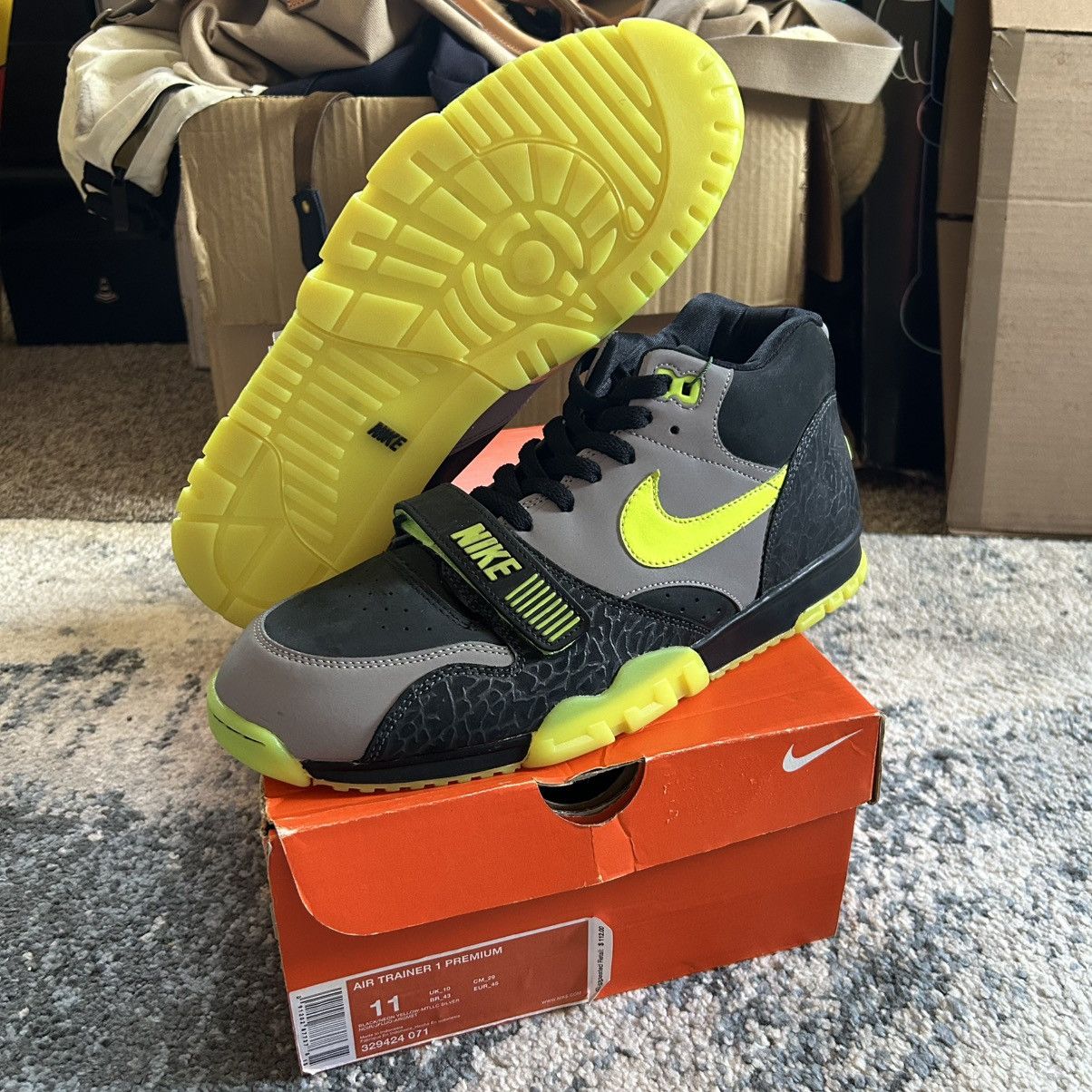 Nike 2008 DJ CLARK KENT AiR TRAiNER 1 PREMiUM 112 NEON VOLT 3M Size US 11 / EU 44 - 1 Thumbnail