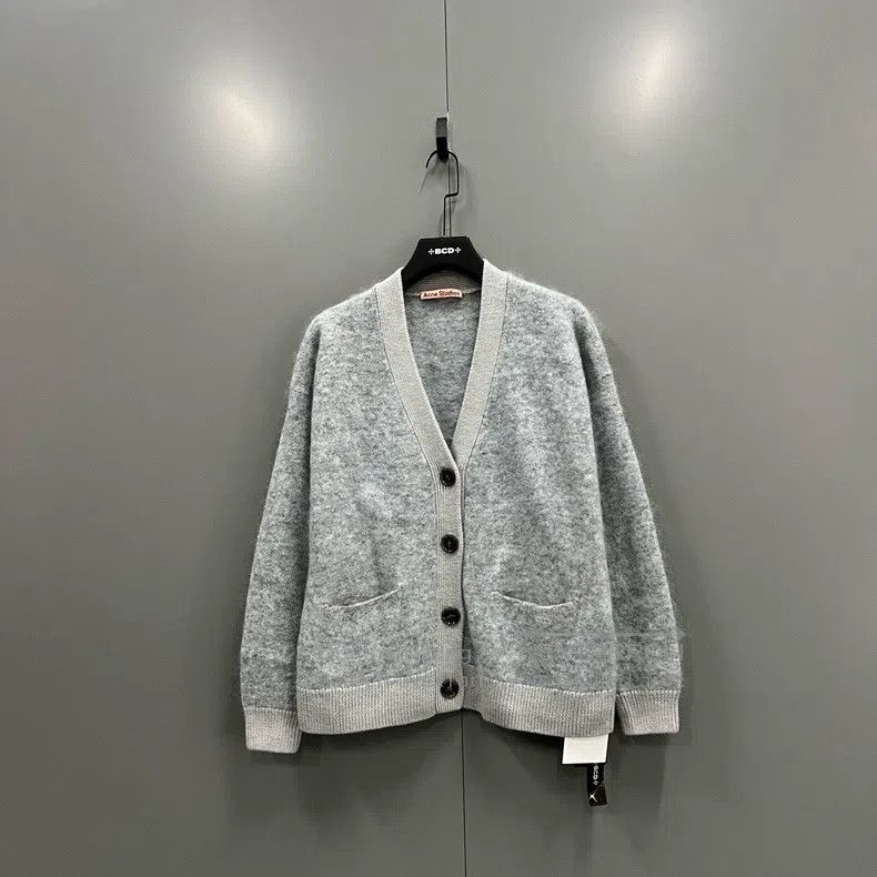 Acne Studios Acne Studios Grey-Green Knit Open Cardigan Size US M / EU 48-50 / 2 - 1 Thumbnail