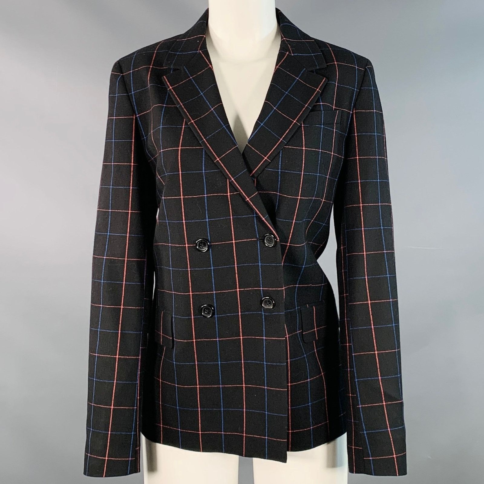 Paul Smith Black Blue Orange Window Pane Double Breasted Jacket Blazer Size M / US 6-8 / IT 42-44 - 1 Thumbnail