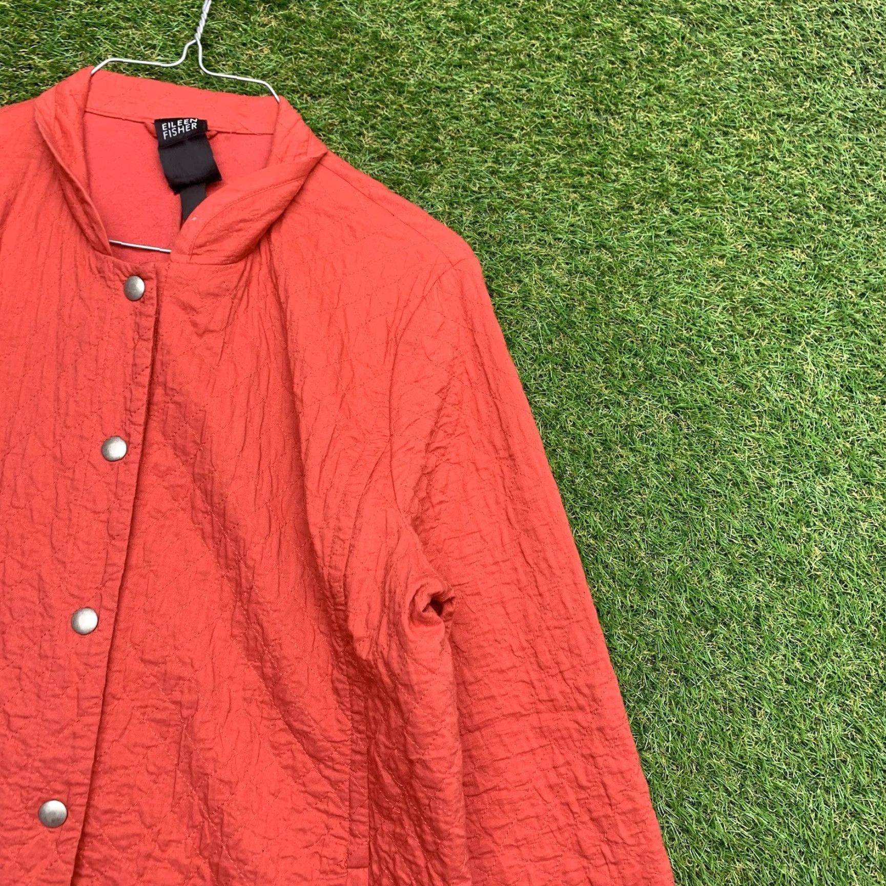 Eileen Fisher Eileen Fisher Quilted Jacket Womans Small Coral Red Snap Close Blazer Size S / US 4 / IT 40 - 3 Thumbnail