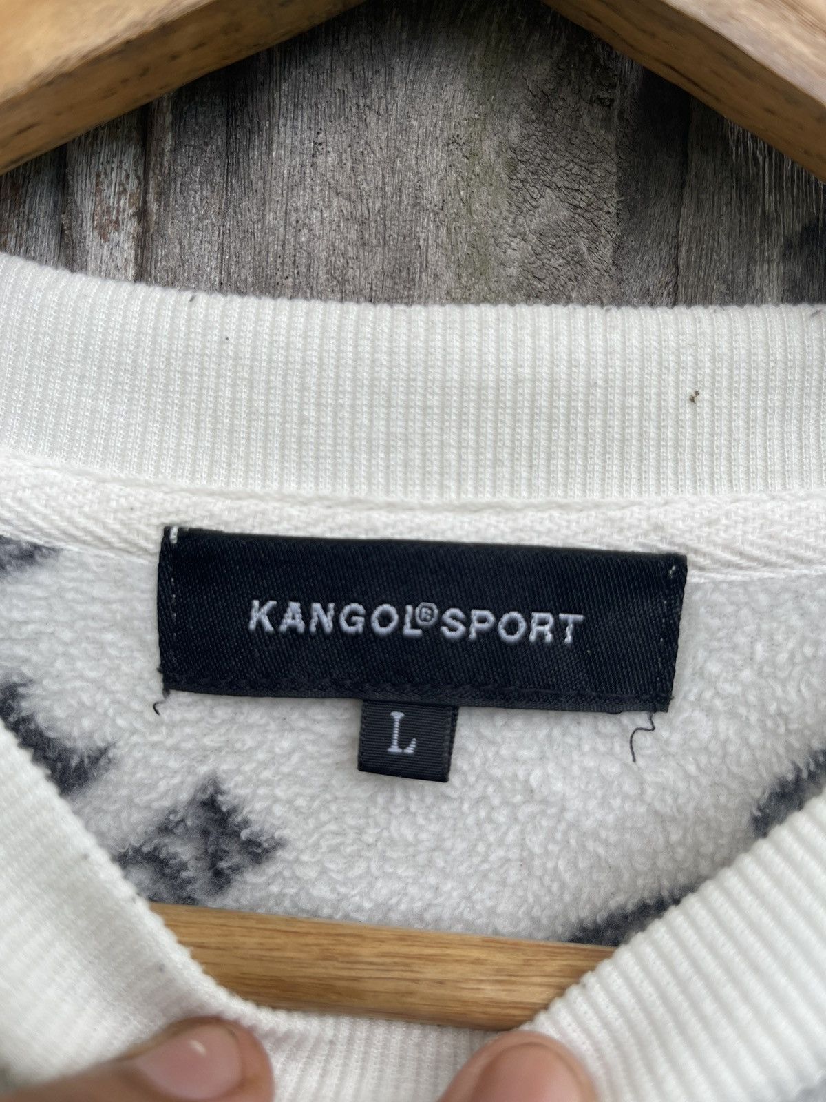Designer Kangol Sport All-Over Logo Crewneck — White/Black (L) Size US L / EU 52-54 / 3 - 14 Thumbnail