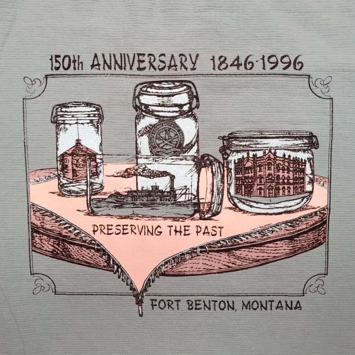 Vintage VINTAGE Fort Benton Montana Shirt Men M Green 90s Y2K 150th Single Stitch Crew Neck Cotton Graphic Print Solid Short Sleeve Size US M / EU 48-50 / 2 - 3 Thumbnail