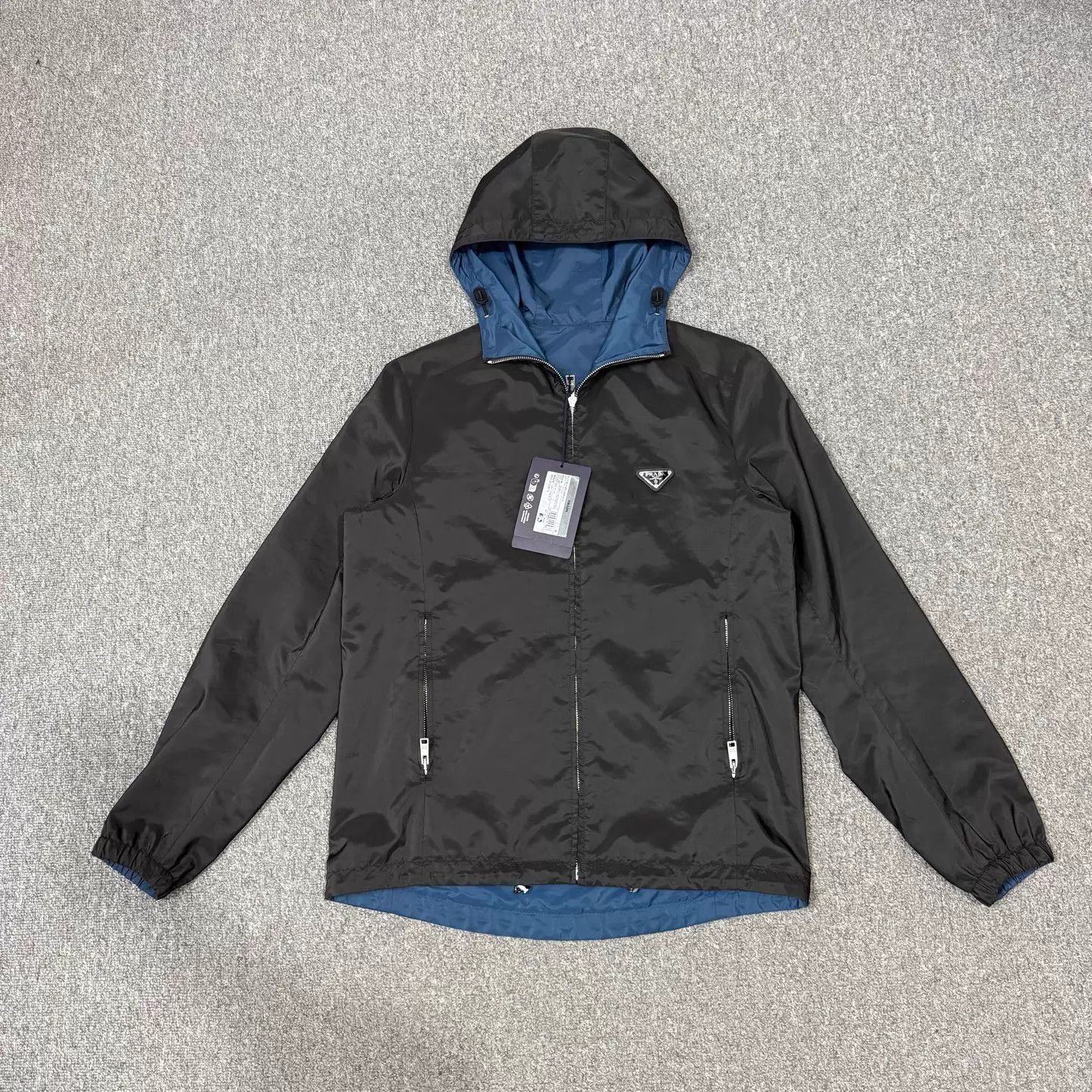 Prada Prada Black & Blue Double-Sided Nylon Jacket Tri Logo 48 Size US M / EU 48-50 / 2 - 1 Thumbnail