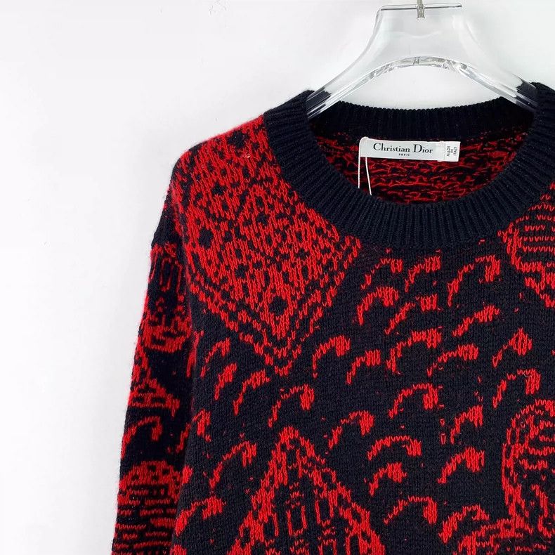 Dior Dior Red poker card inlaid cashmere round-neck long-sleeved Size XS / US 0-2 / IT 36-38 - 3 Thumbnail