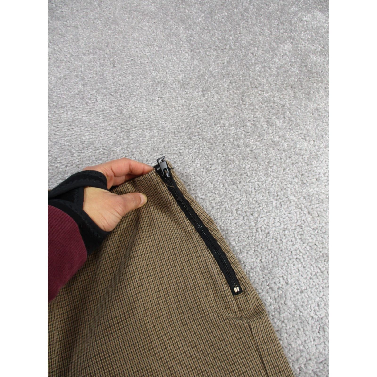 Everlane Everlane Dress Pants Womens 6 Brown Houndstooth Skinny Dress Pants Womens 6 Brown Check Knit Flat Front Cotton Spandex Zip Modern Womens Size 28" / US 6 / IT 42 - 3 Thumbnail