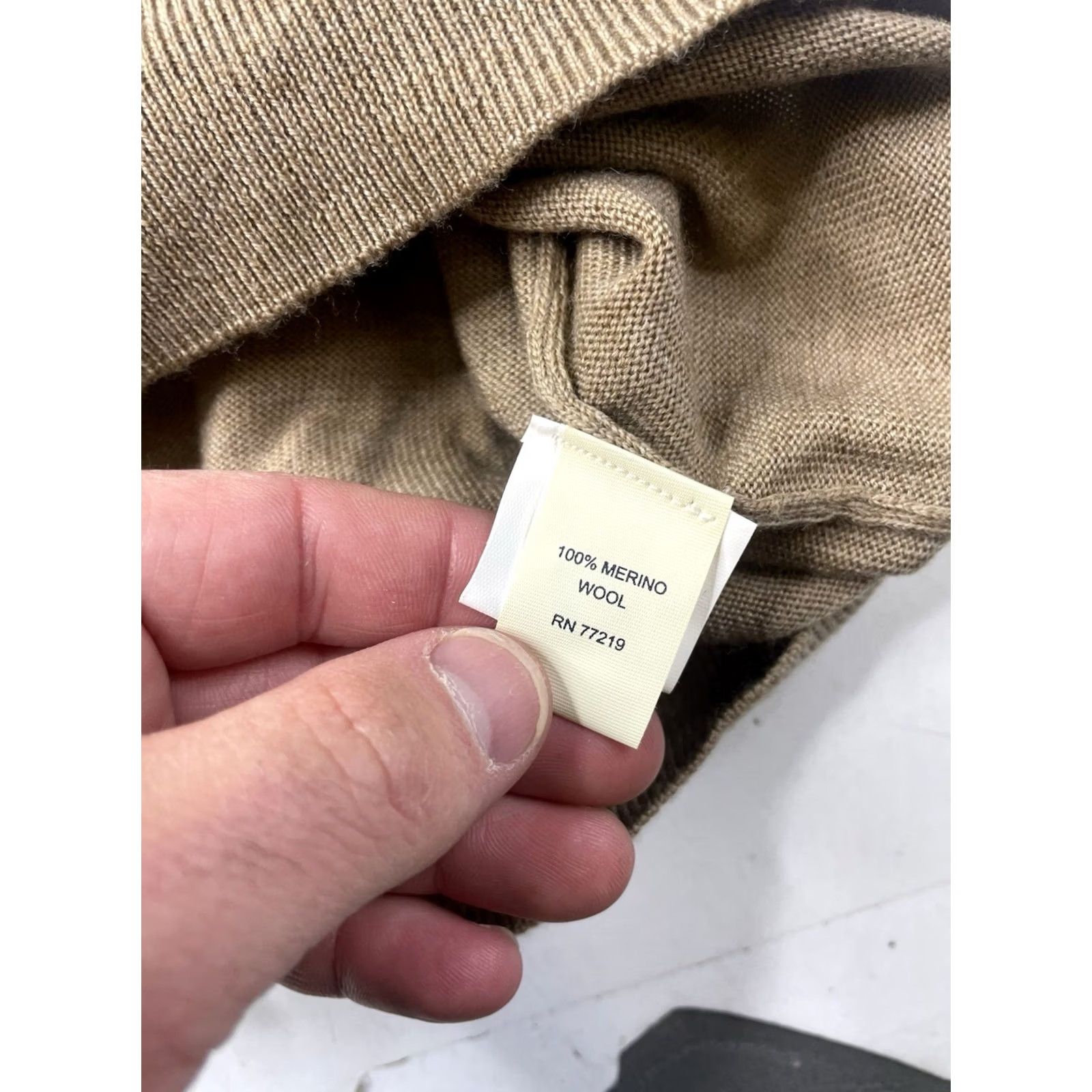 Joseph Abboud Joseph Abboud Sweater Polo Mens L Beige 100% Merino Wool Knit Pullover Regular Fit Long Sleeve Collared Button All Seasons Fall Knit Style Pullover Size US L / EU 52-54 / 3 - 7 Thumbnail