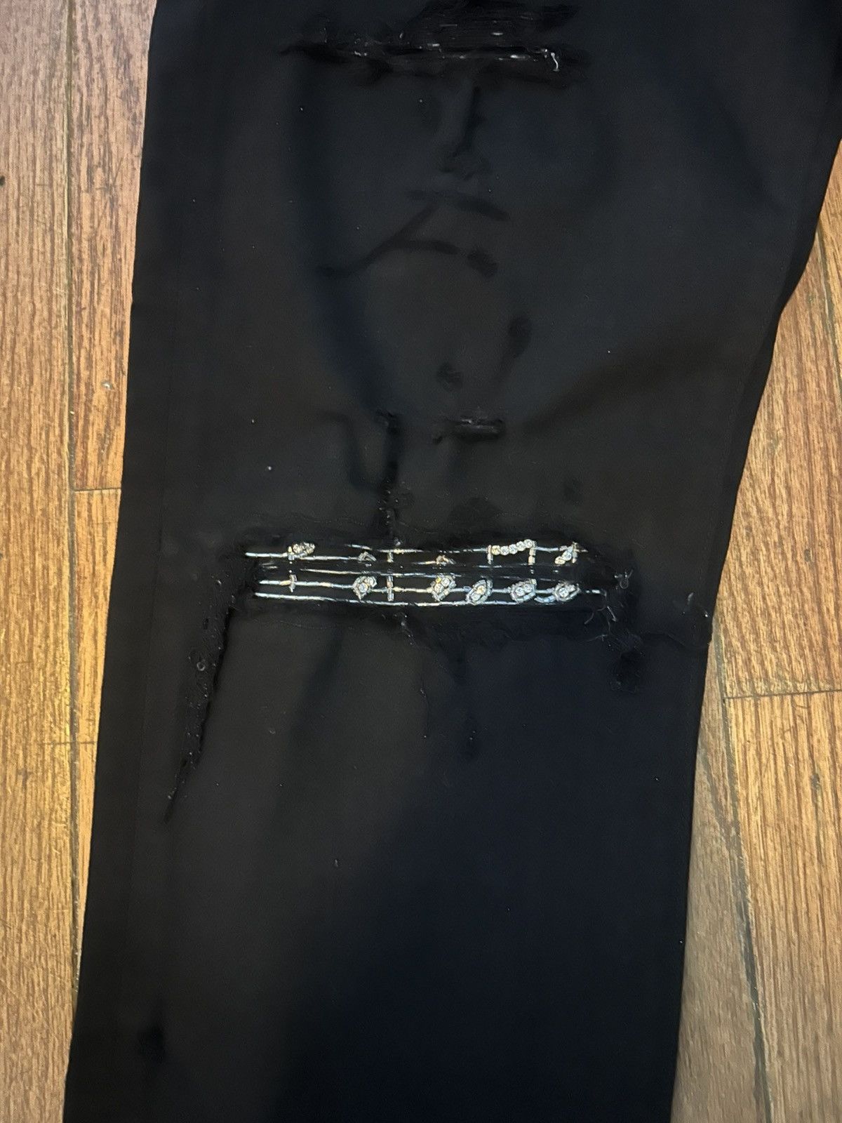 Amiri Amiri Black Silver Crystal Music Note Skinny Jeans - Size 38 Size US 38 / EU 54 - 7 Thumbnail