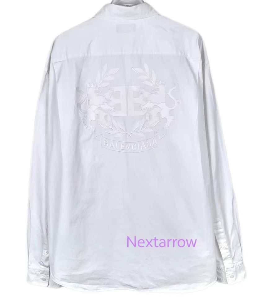 Balenciaga Balenciaga logo embroidered lapel white cotton long sleeve Size 38S - 2 Thumbnail