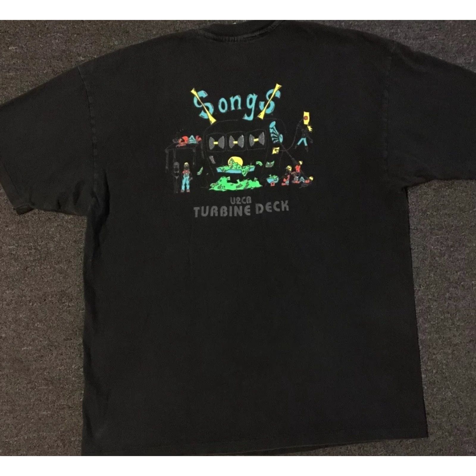 Vintage VINTAGE 90s Songs Turbine Deck Faded Construction Shirt XL Black Mens T-Shirt Funny Joke Humor Retro Rock Punk Car Bike Mechanic Size US XL / EU 56 / 4 - 2 Thumbnail
