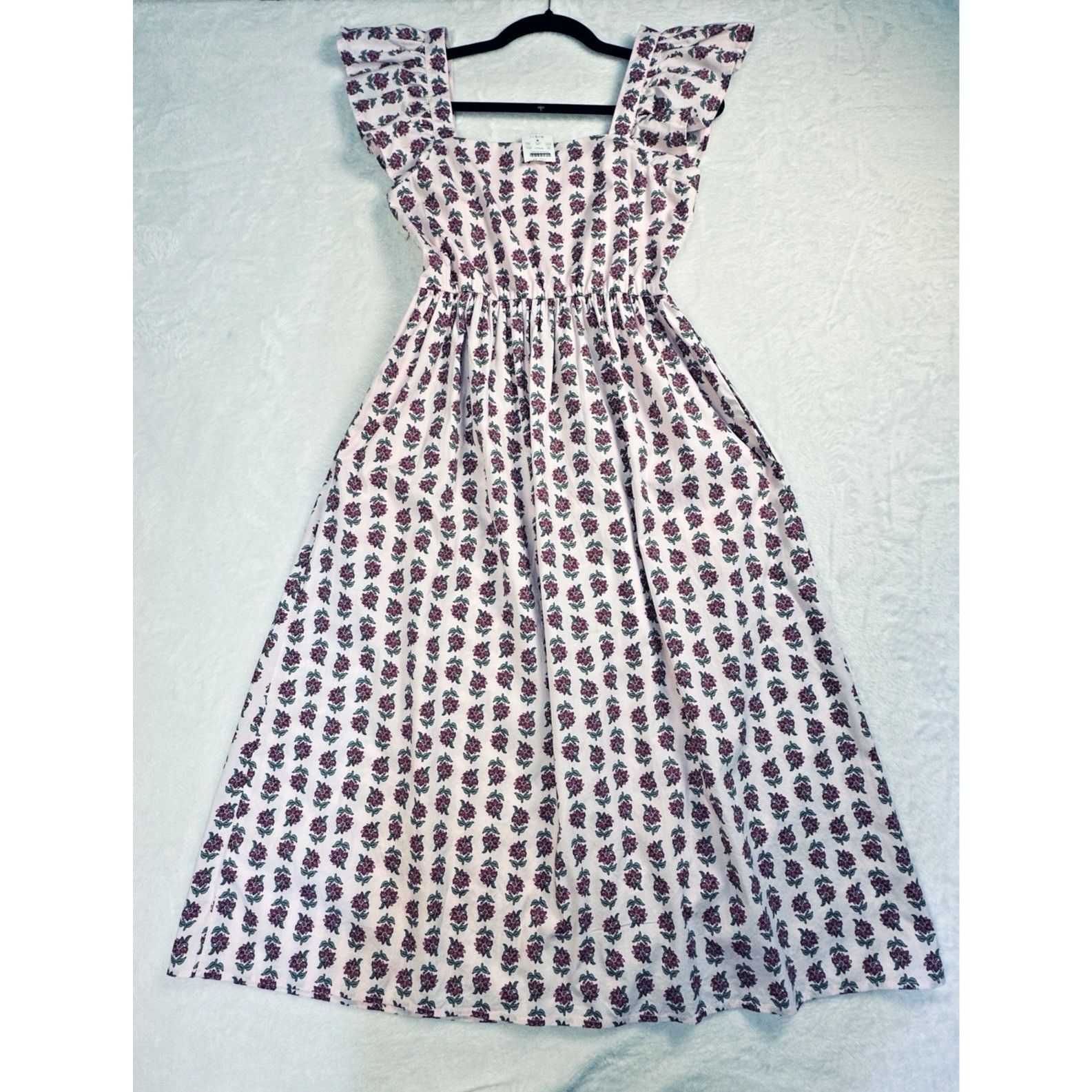 J.Crew J.Crew Floral Midi Dress Pink Ruffle Sleeve Square Neck 6P Size S / US 4 / IT 40 - 8 Thumbnail