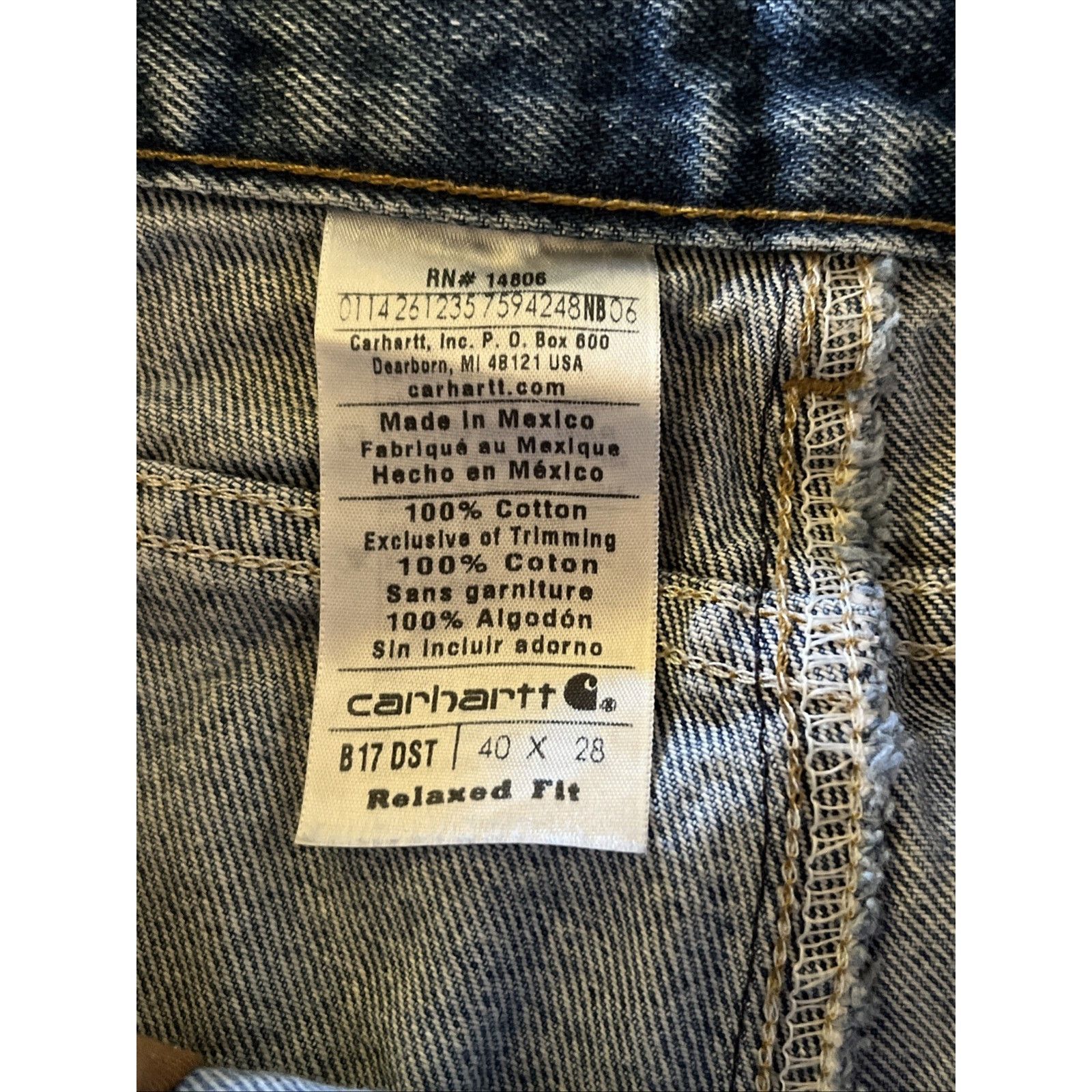 Carhartt Carhartt Jeans Mens 40x28 Blue Relaxed Fit Denim Cotton Work Size US 40 / EU 56 - 3 Thumbnail
