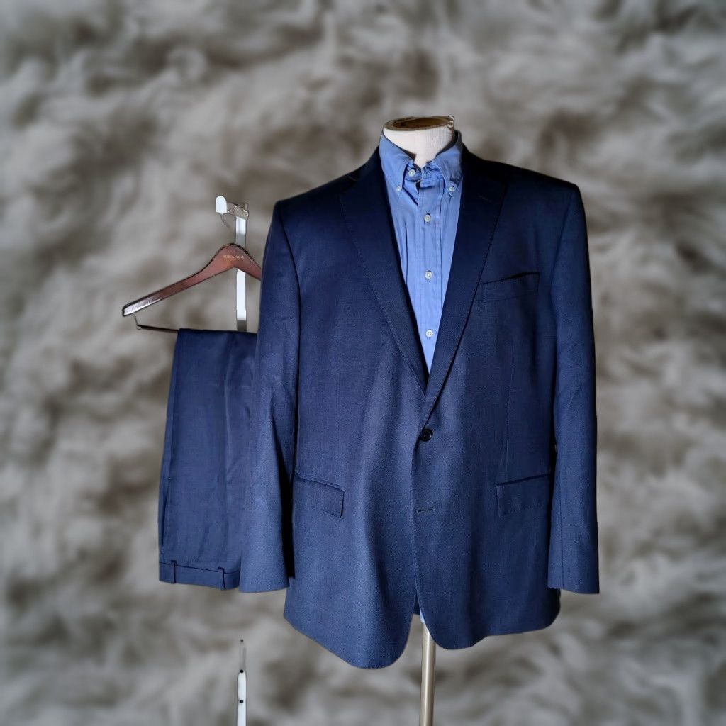 Brooks Brothers Brooks Brothers Regent Blue Black Check Birdseye Suit 46L Jacket Blazer Pant W40 2 Piece Men Size 46R - 1 Thumbnail
