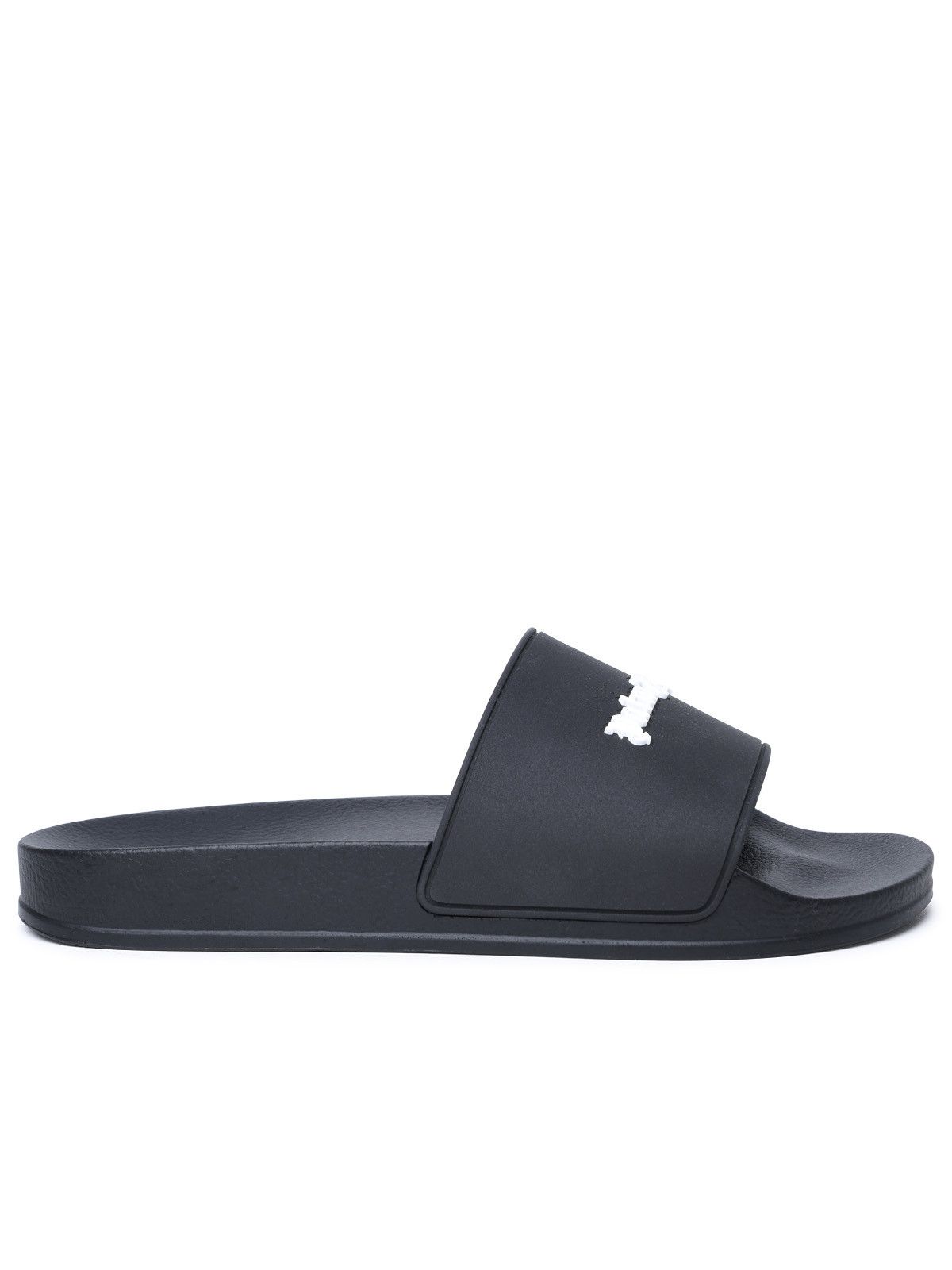 image of Palm Angels Black Polyurethane Slippers, Men's (Size 9)