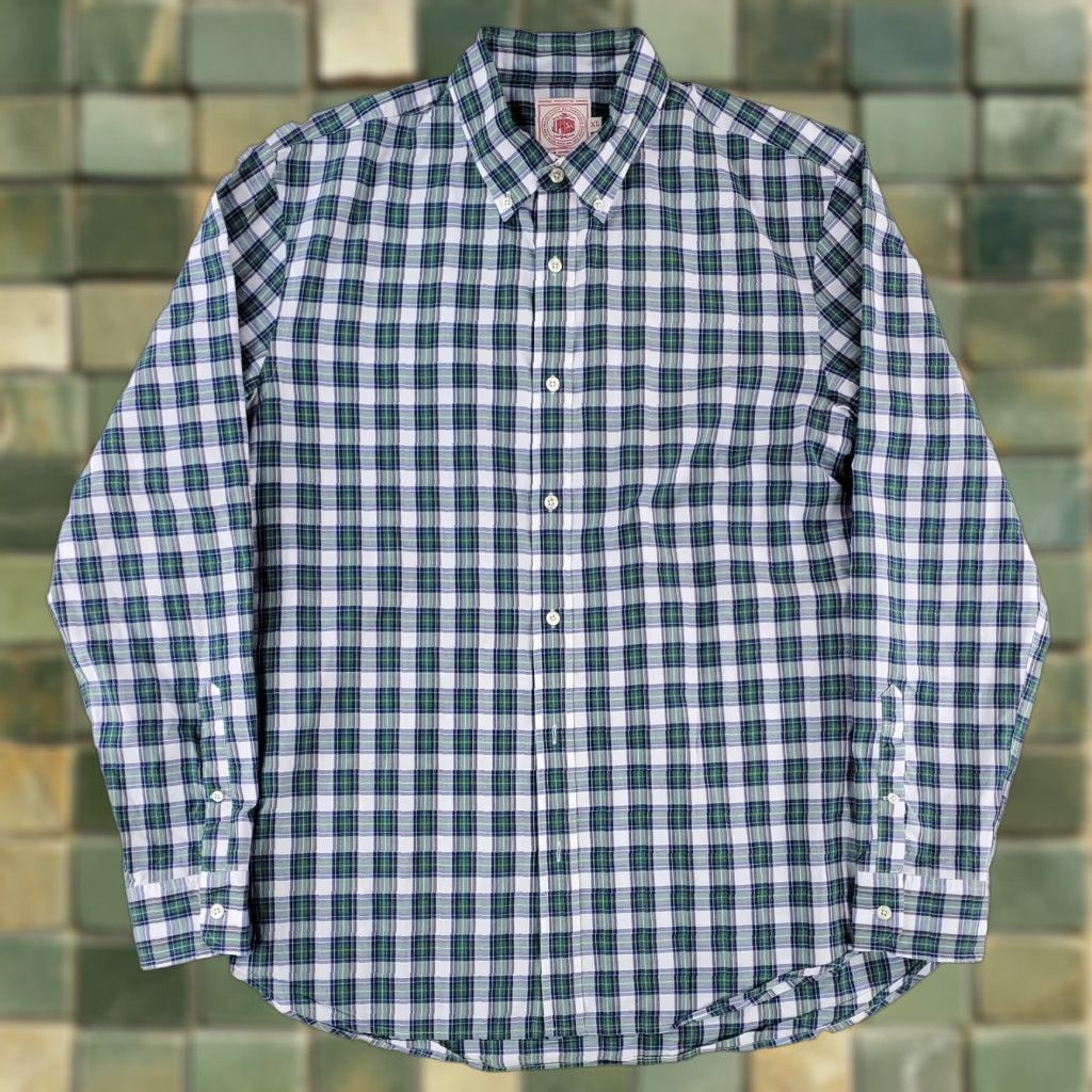 Vintage J. Press Button Down Shirt Plaid Tartan Blue Green Long Sleeve Mens XL Size US XL / EU 56 / 4 - 1 Thumbnail