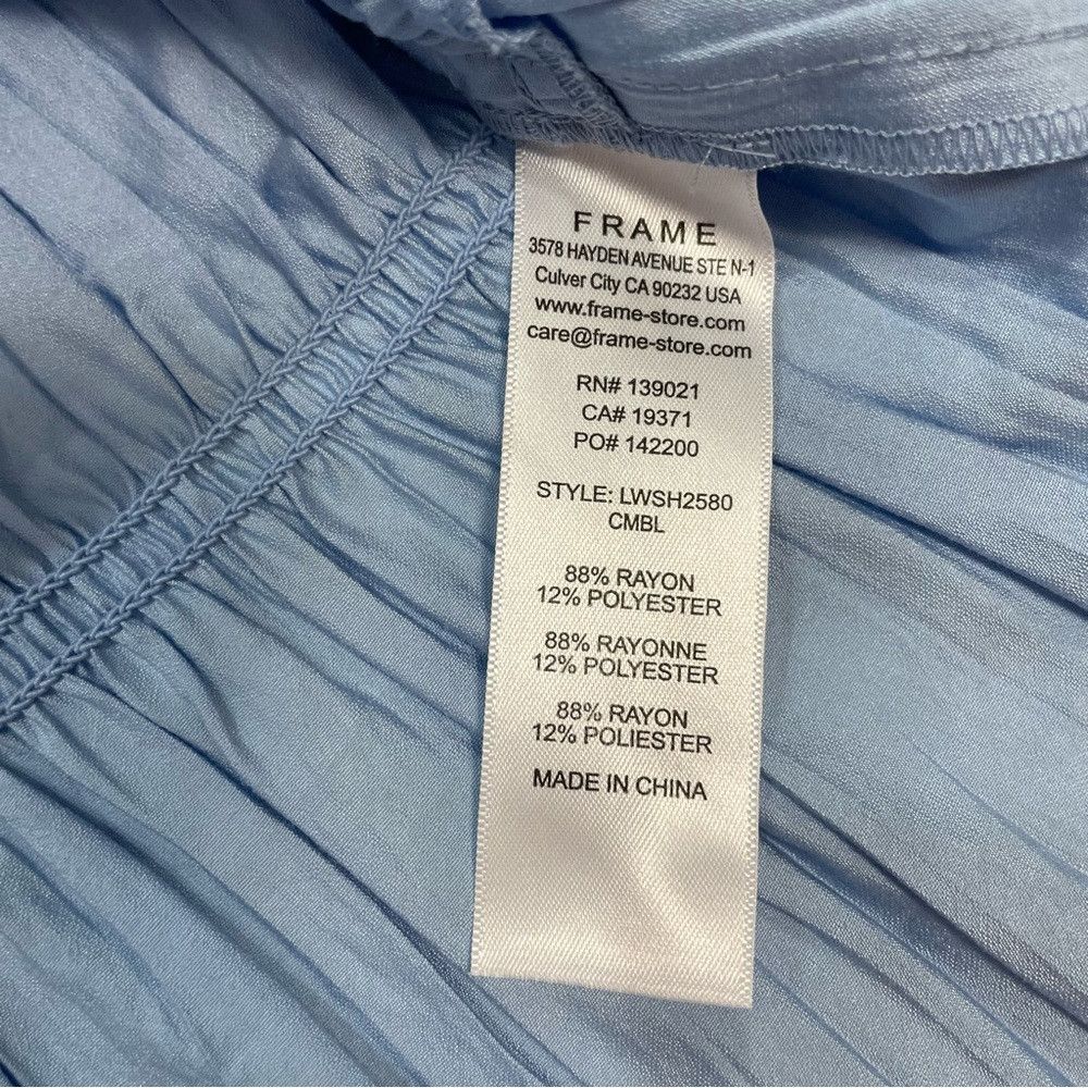 Frame New Frame Tie Front Cinched Crinkle Light Blue Blouse Tank Size XL / US 12-14 / IT 48-50 - 8 Thumbnail