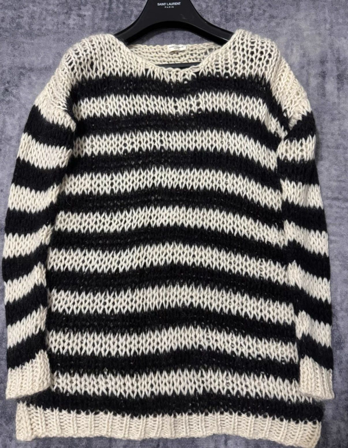 Saint Laurent Paris Saint Laurent (SLP) 15FW Black/White Wool Stripe Sweater Size US XS / EU 42 / 0 - 1 Thumbnail