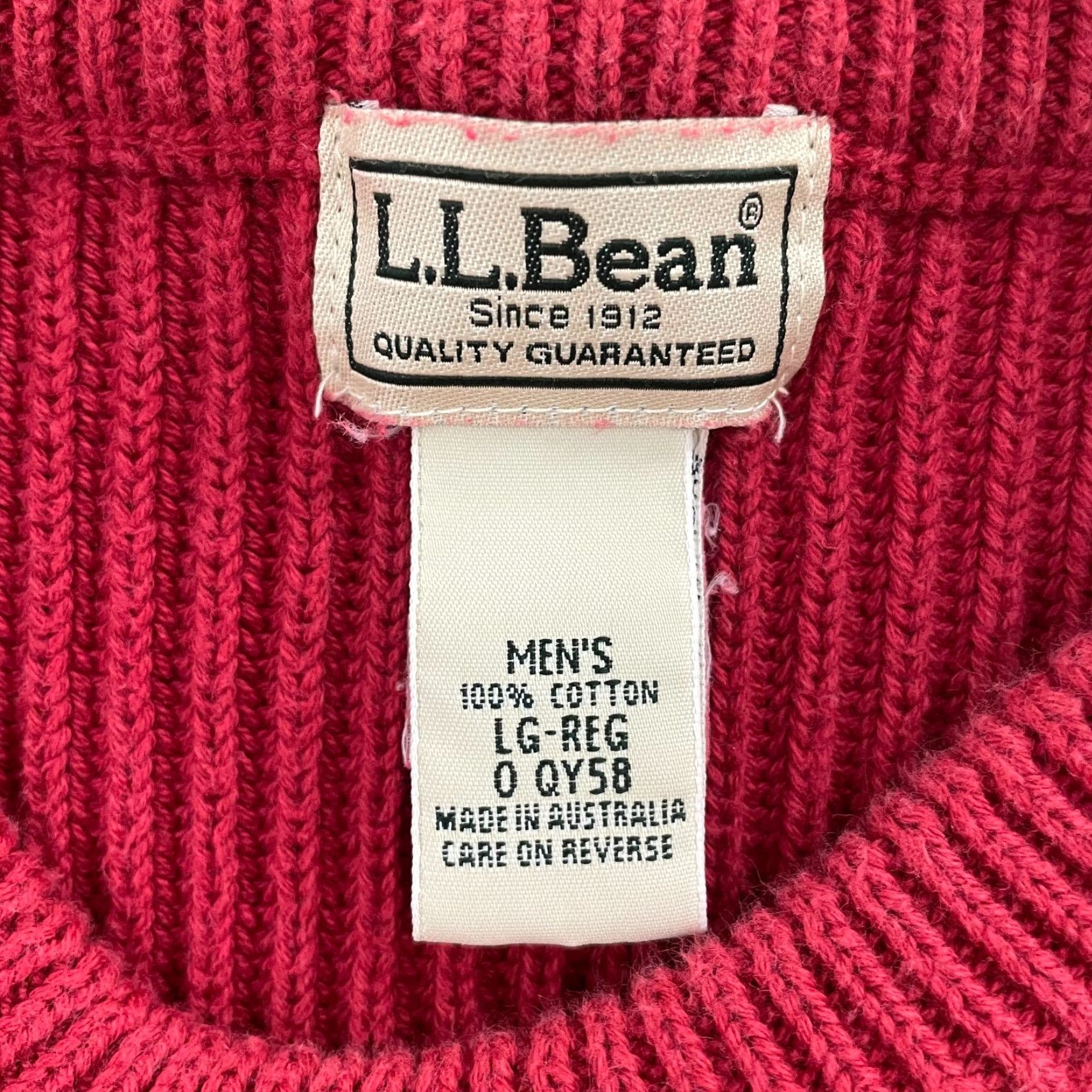 Vintage L.L. Bean Sweater Adult Large Red Ribbed Knit Crewneck Pullover Cotton Mens L Size US L / EU 52-54 / 3 - 4 Thumbnail