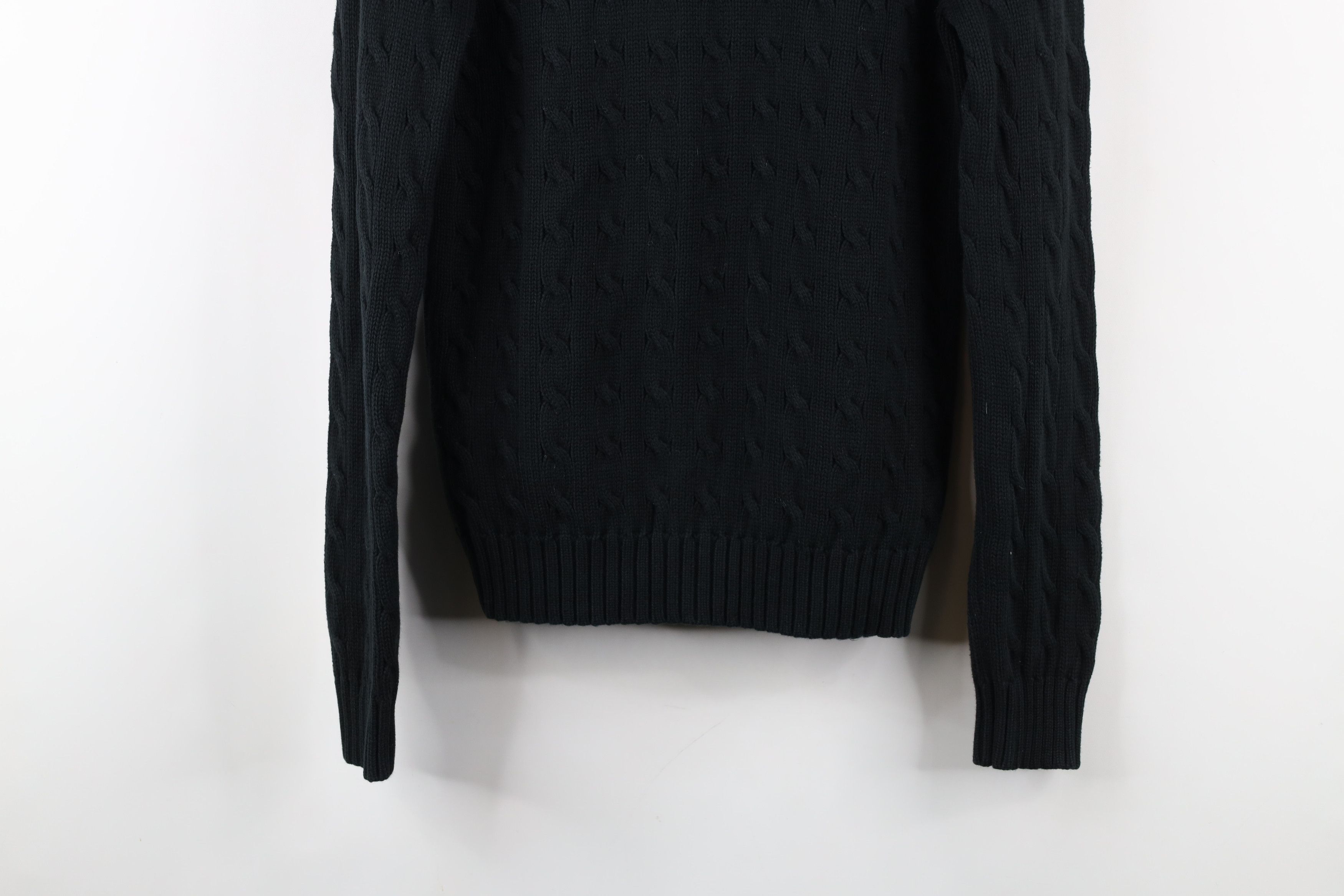 Ralph Lauren × Vintage Vintage 90s Ralph Lauren Cable Knit V-Neck Sweater Black Size L / US 10 / IT 46 - 10 Thumbnail