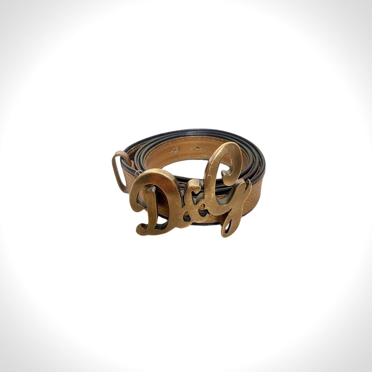 Dolce & Gabbana × Vintage Dolce&Gabbana Gold Leather Belt Logo Buckle Size ONE SIZE - 1 Thumbnail