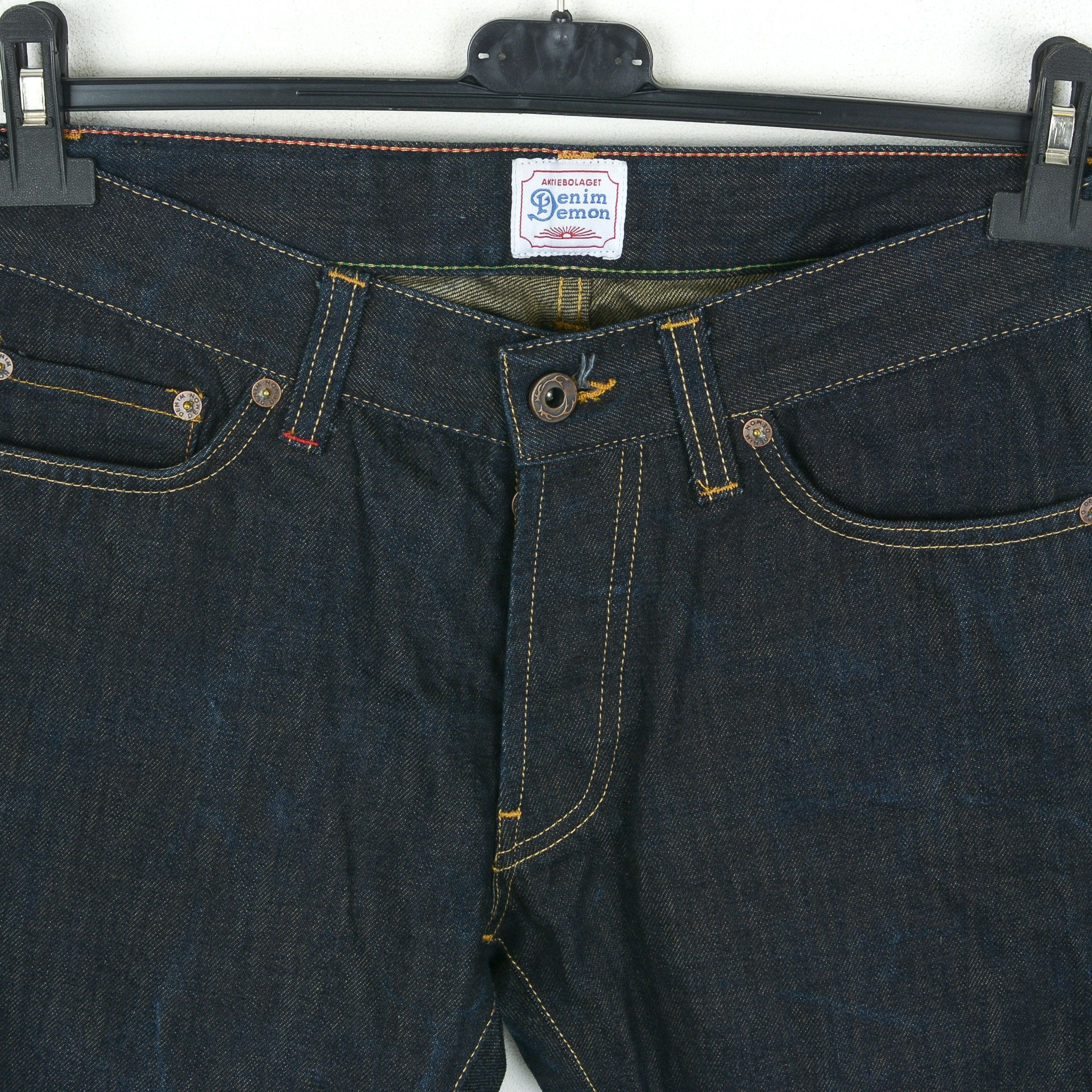 Denim Demon Aktiebolaget Mens W29 L32 Slim Taper Raw Selvage Jeans Pants Size US 29 - 2 Thumbnail