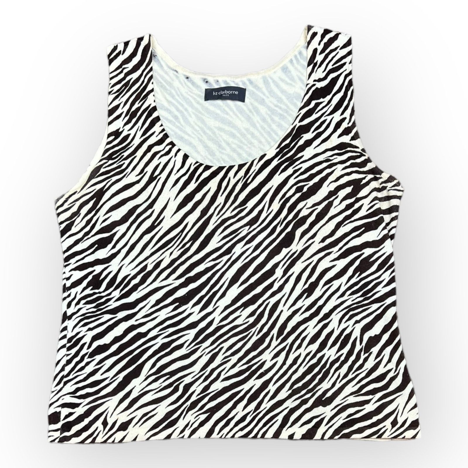 Liz Claiborne Liz Claiborne | Vintage Knit Tank Top Zebra Print | Size 10 Size L / US 10 / IT 46 - 2 Thumbnail