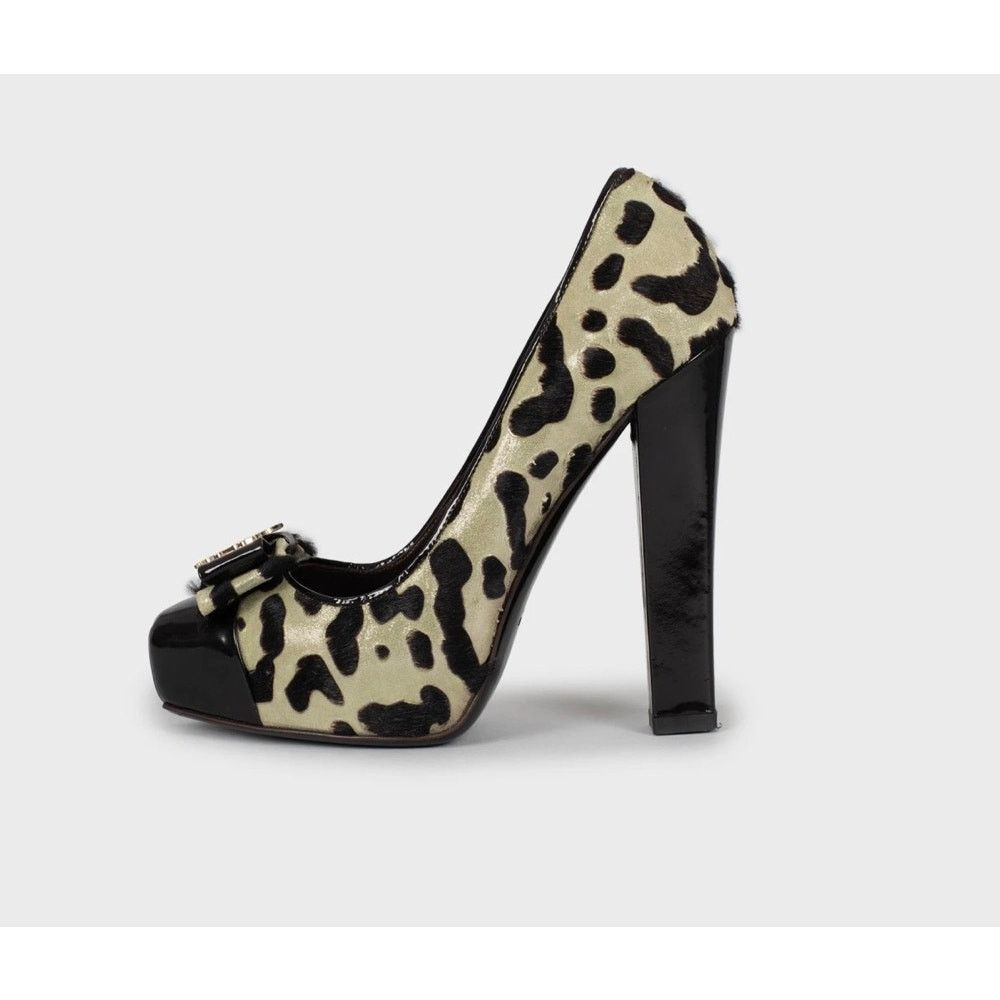 Roberto Cavalli Roberto Cavalli Green Leather Block Heel Pumps | EU 37 Size US 7 / IT 37 - 1 Thumbnail