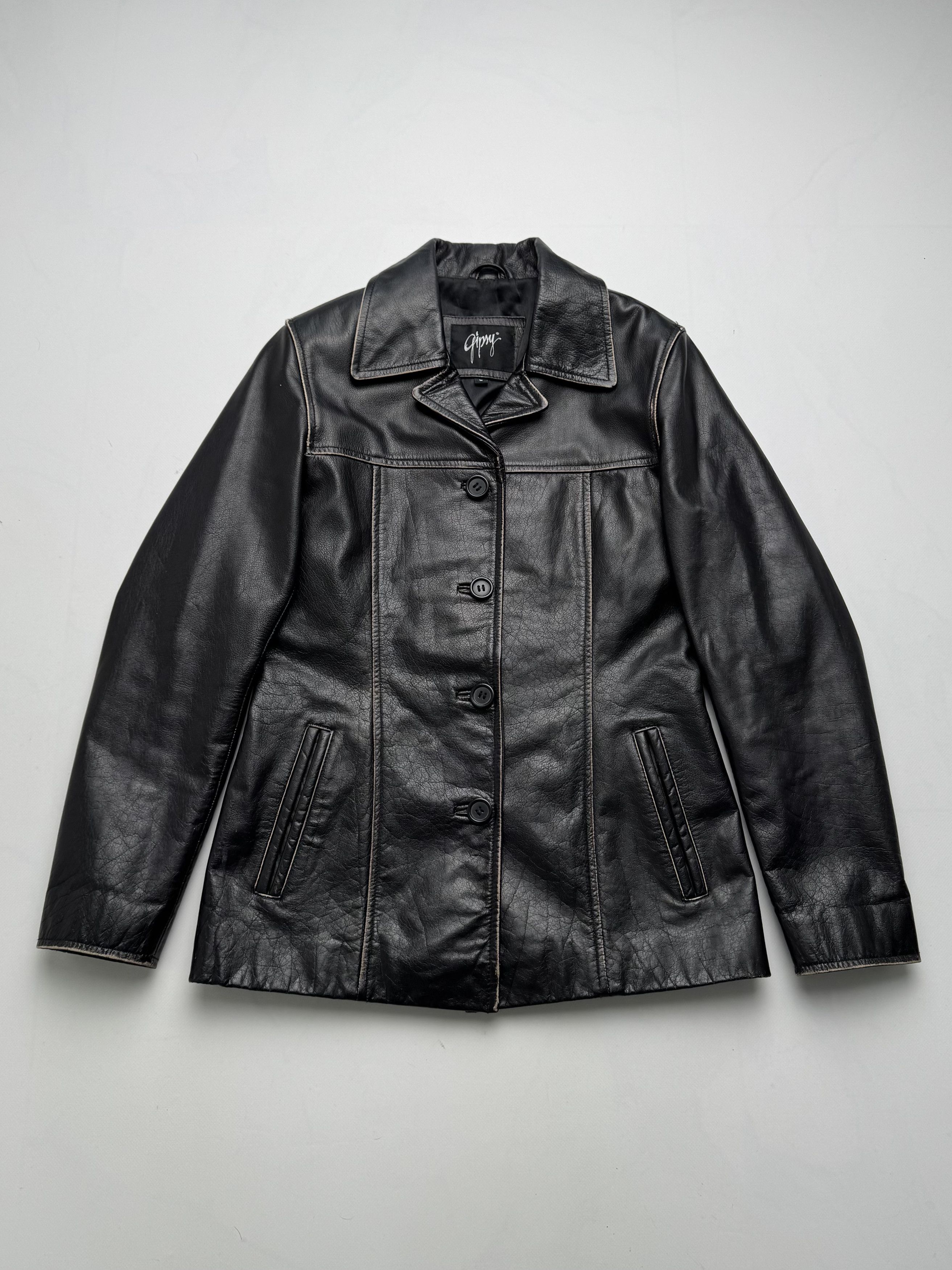 Vintage Vintage Leather Jacket Button Front Classic Casual Biker E2 Size M / US 6-8 / IT 42-44 - 1 Thumbnail