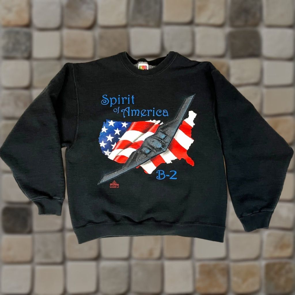 Fruit Of The Loom Men's Vintage Spirit of America B-2 Bomber Crewneck Sweatshirt Sz M Shirt Mens Size US M / EU 48-50 / 2 - 1 Thumbnail