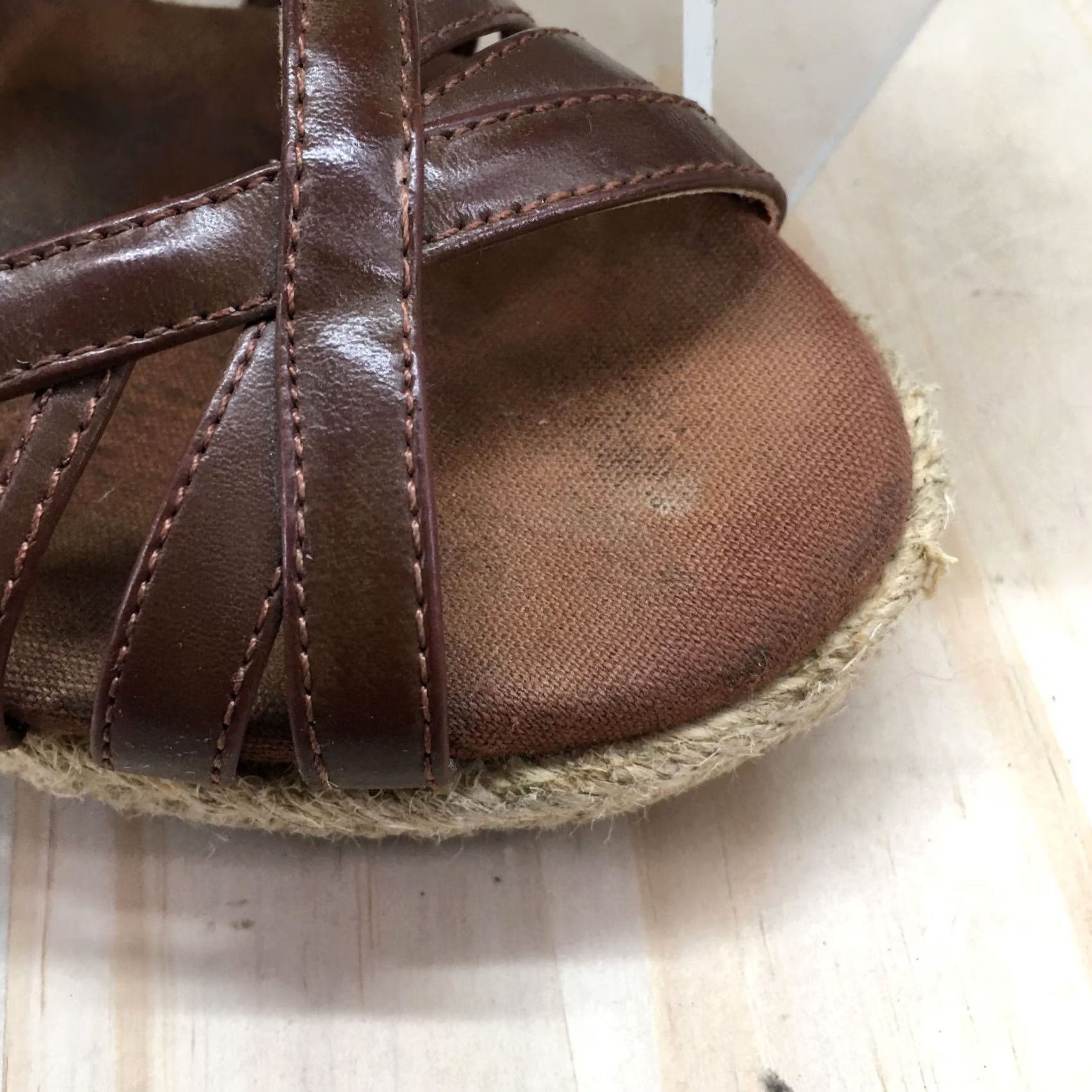 Naturalizer Naturalizer Sandals Womens 8.5 M Espadrille Slingback Brown Leather Wedge Heels Size US 9 / IT 39 - 3 Thumbnail