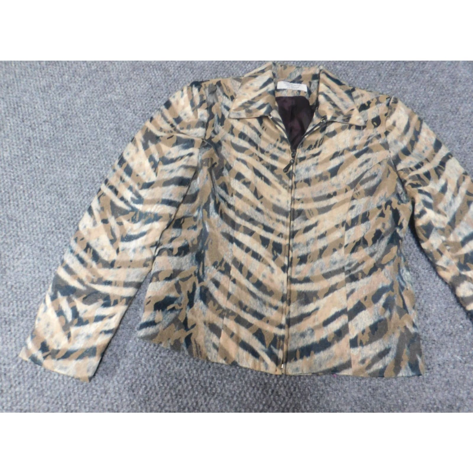 Ferrari Giancarla Ferrari Jacket Womens 6 Full Zip Animal Print Bomber Mid-Length Multicolor Fur Trim Knitted Cotton Lining Polyester Winter Regular(Women) Size 28" / US 6 / IT 42 - 3 Thumbnail