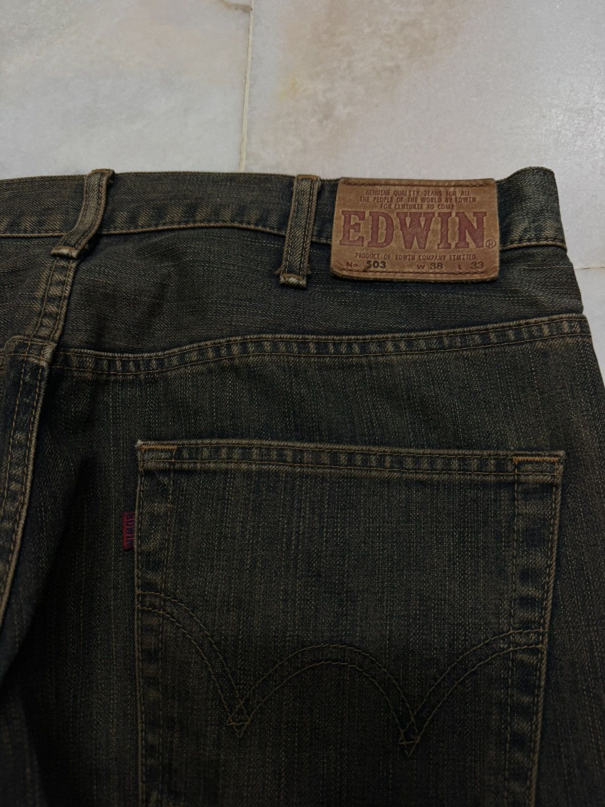 Edwin 💥SICK💥Vintage 503 Regular Rusty Insane Dark Mud Washed Jeans Size US 34 / EU 50 - 15 Thumbnail