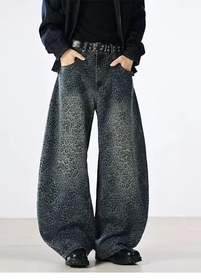 Other Leopard Baggy Gradient Drip Streetwear Loose Jeans Pants Size US 30 / EU 46 - 1 Thumbnail