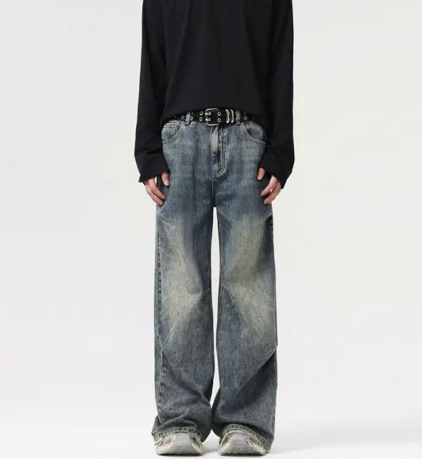 Japanese Brand Chie Distressed straight men's retro loose baggy jeans Size US 32 / EU 48 - 1 Thumbnail