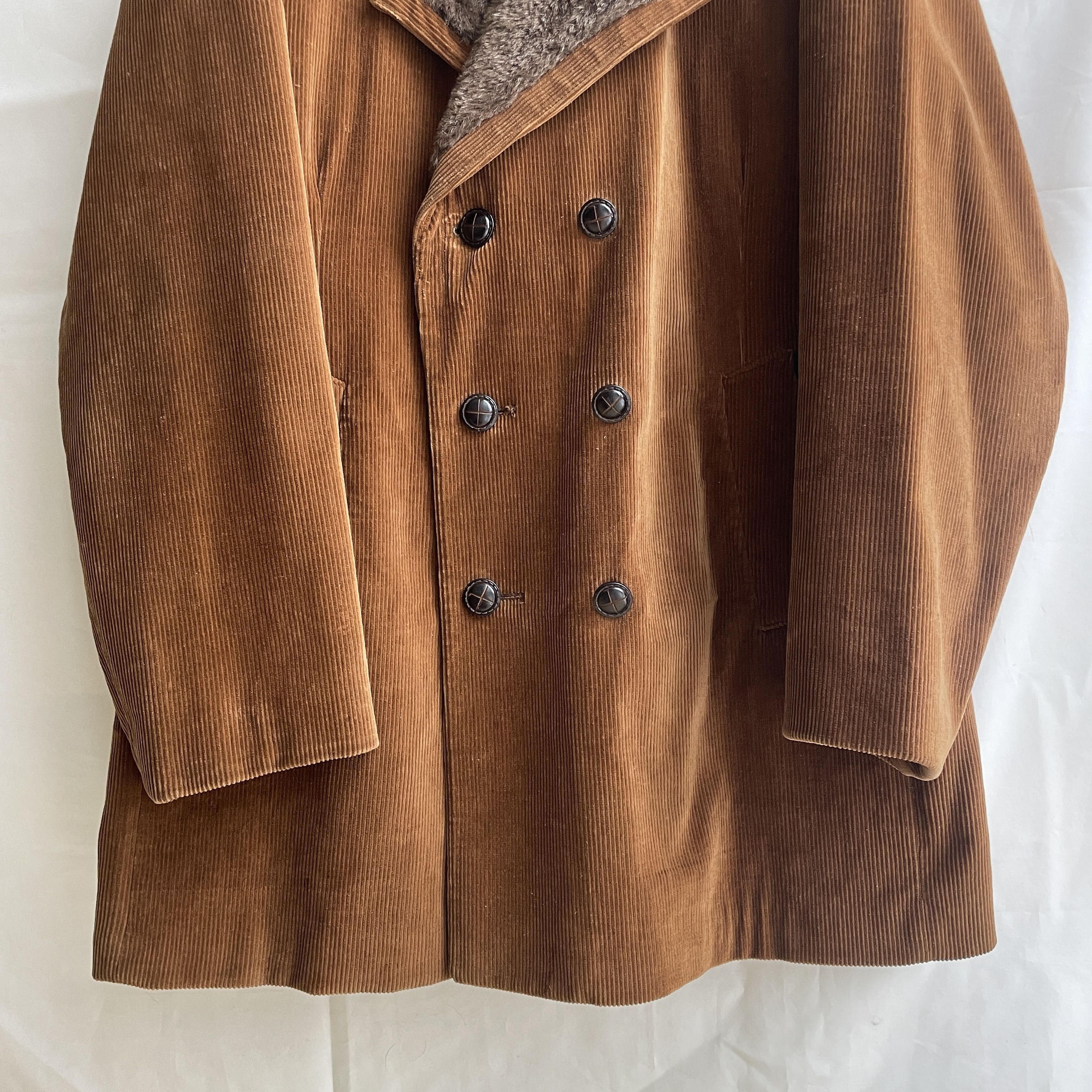 Burton Burton Vintage 60s 70s Borg Corduroy Double Breasted Coat Size US L / EU 52-54 / 3 - 6 Thumbnail