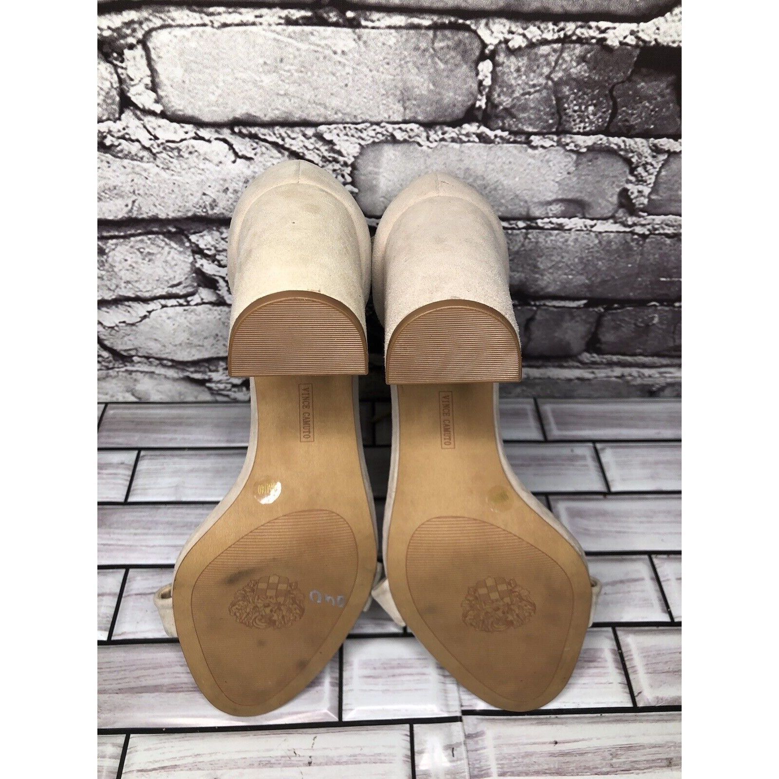 Vince Camuto Vince Camuto Malissa Beige Taupe Suede Ankle Strap Block Hee Size US 9 / IT 39 - 16 Thumbnail