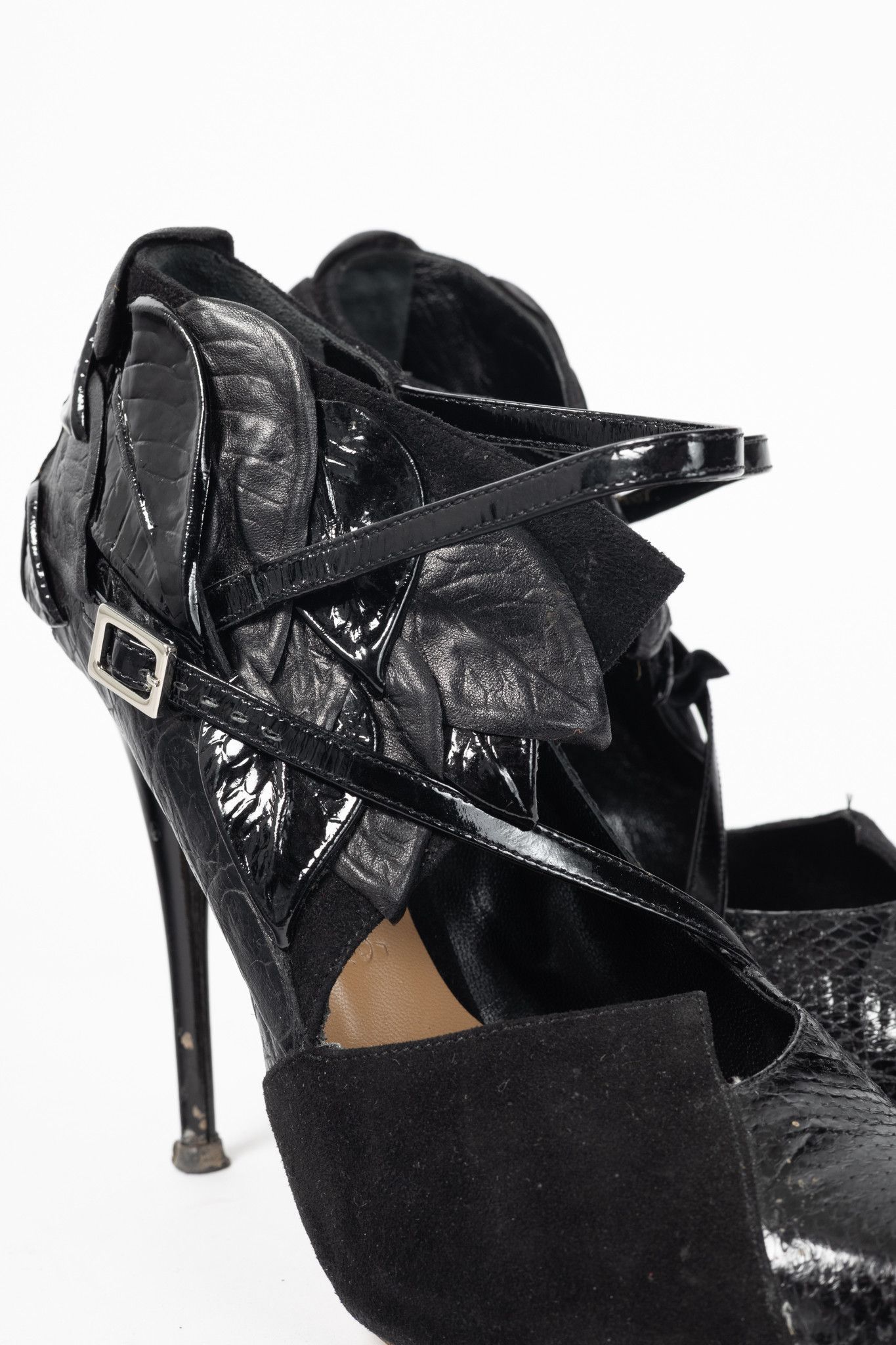 Chloe Chloe AW08 Runway Snake-Embossed/Suede/Leaf-Applique Heels Size US 6 / IT 36 - 7 Thumbnail