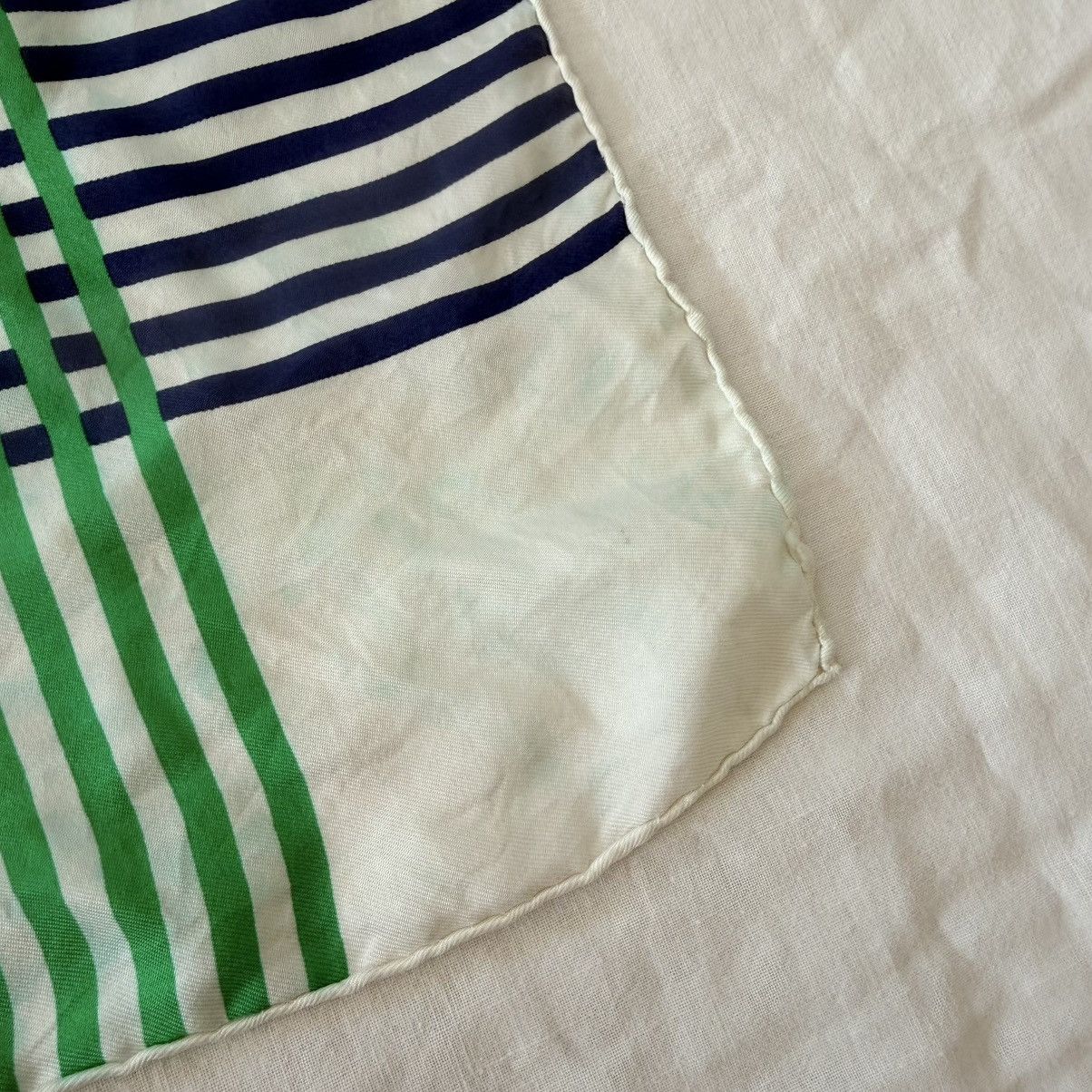 Yves Saint Laurent Vintage YSL Silk Scarf 33x33 Green Blue Check Stripe Size ONE SIZE - 8 Thumbnail