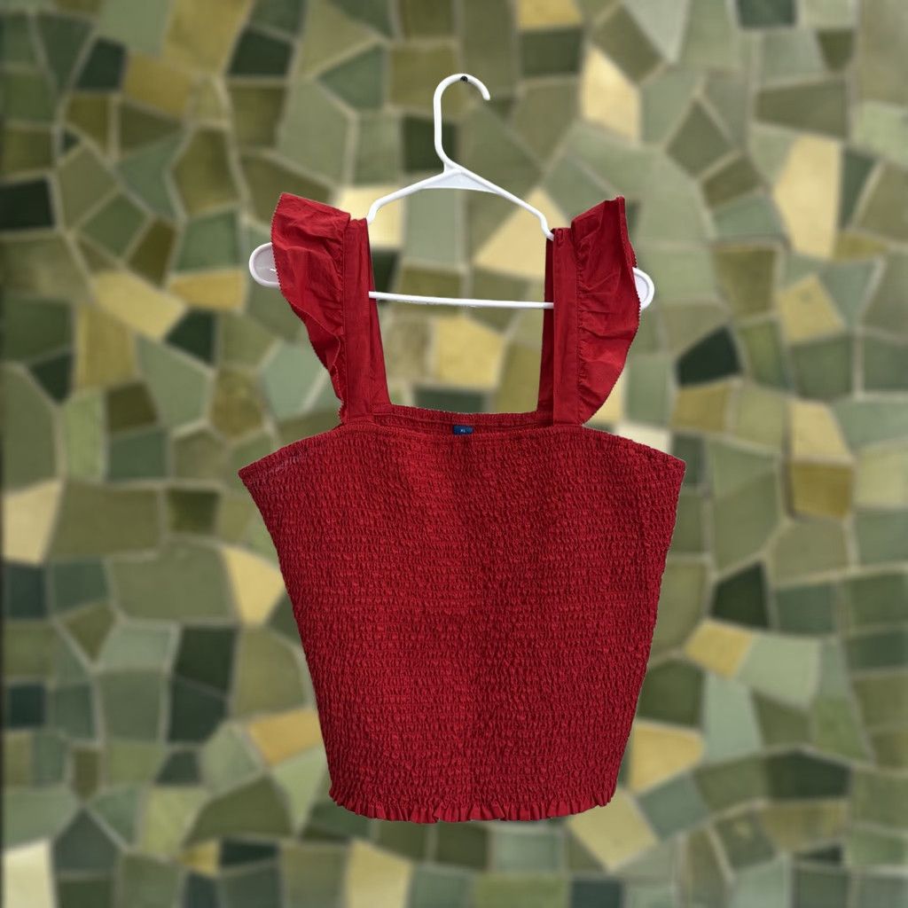 Old Navy Old Navy Tank Top Womens XL Red Fitted Crop NWTs Smocked Ruffle Sleeveless Top Size XL / US 12-14 / IT 48-50 - 1 Thumbnail