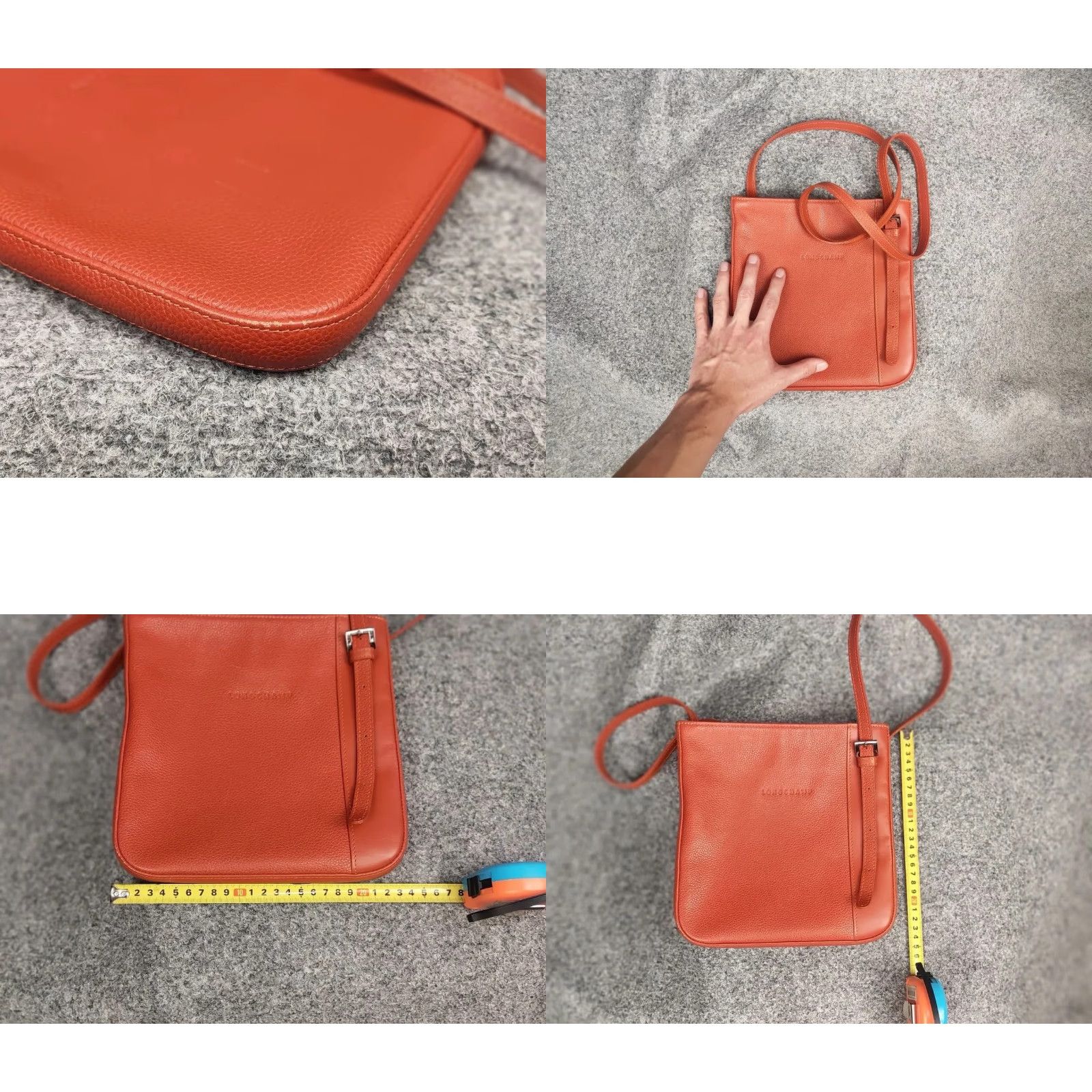 Longchamp VINTAGE Longchamp Design orange leather shoulder messenger Handbag Womens Luxure Size ONE SIZE - 9 Thumbnail