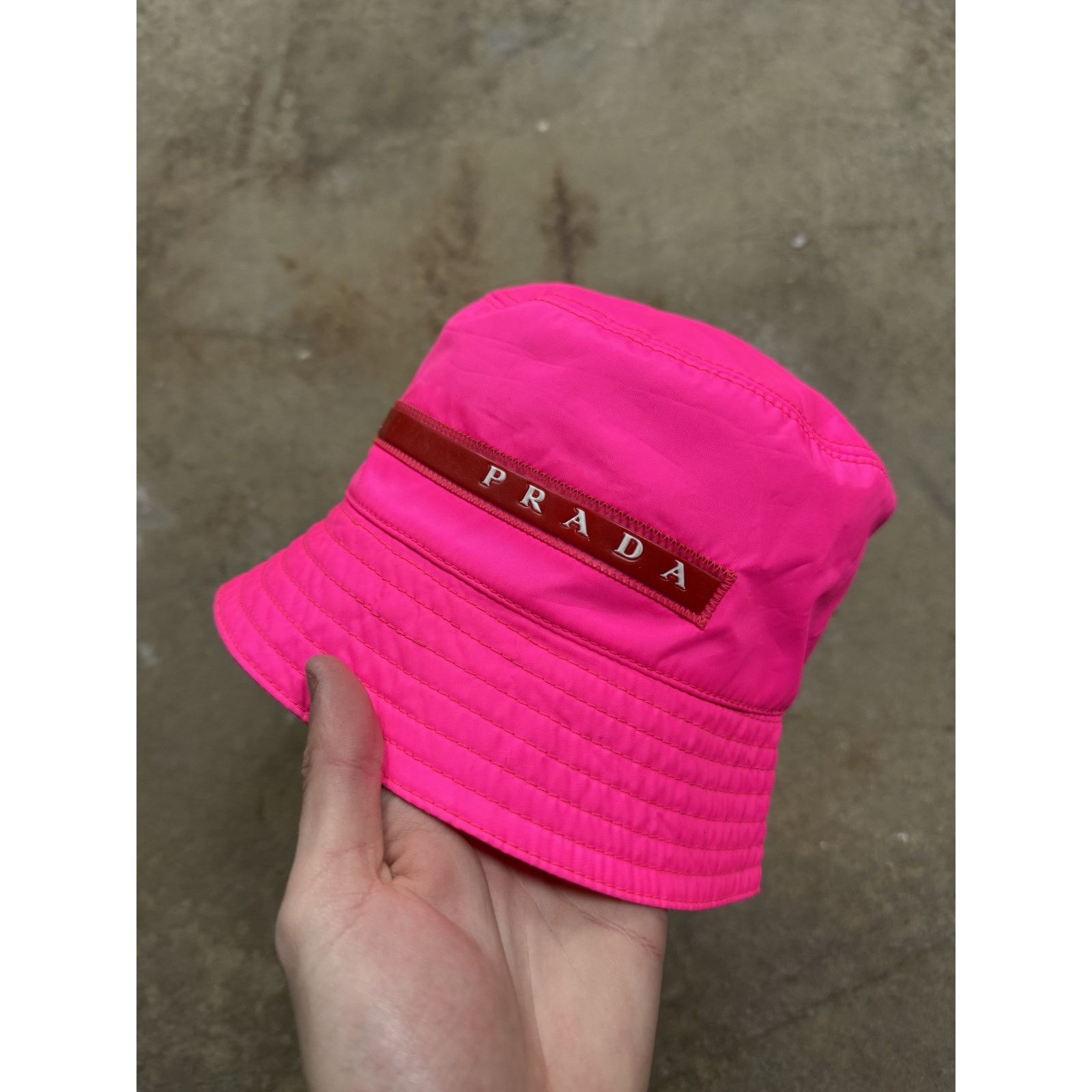 Prada Prada Bucket Hat Pink Nylon Used Medium Size ONE SIZE - 1 Thumbnail